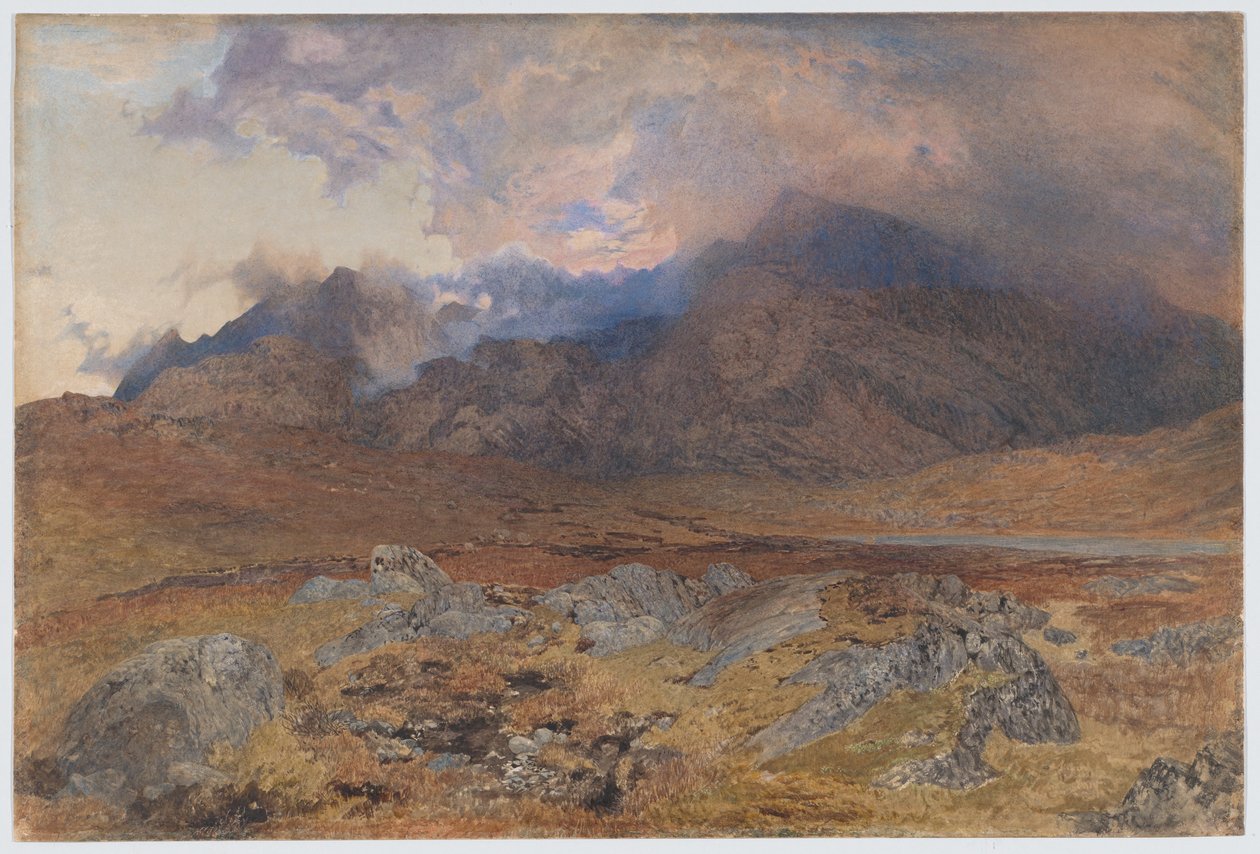 Snowdon, na een hagelbui in april [of Snowdon door opklarende wolken] door Alfred William Hunt
