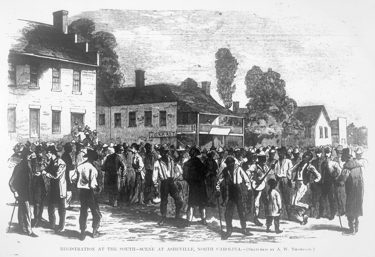 Registratie in het zuiden, scène in Asheville, North Carolina, uit Harper