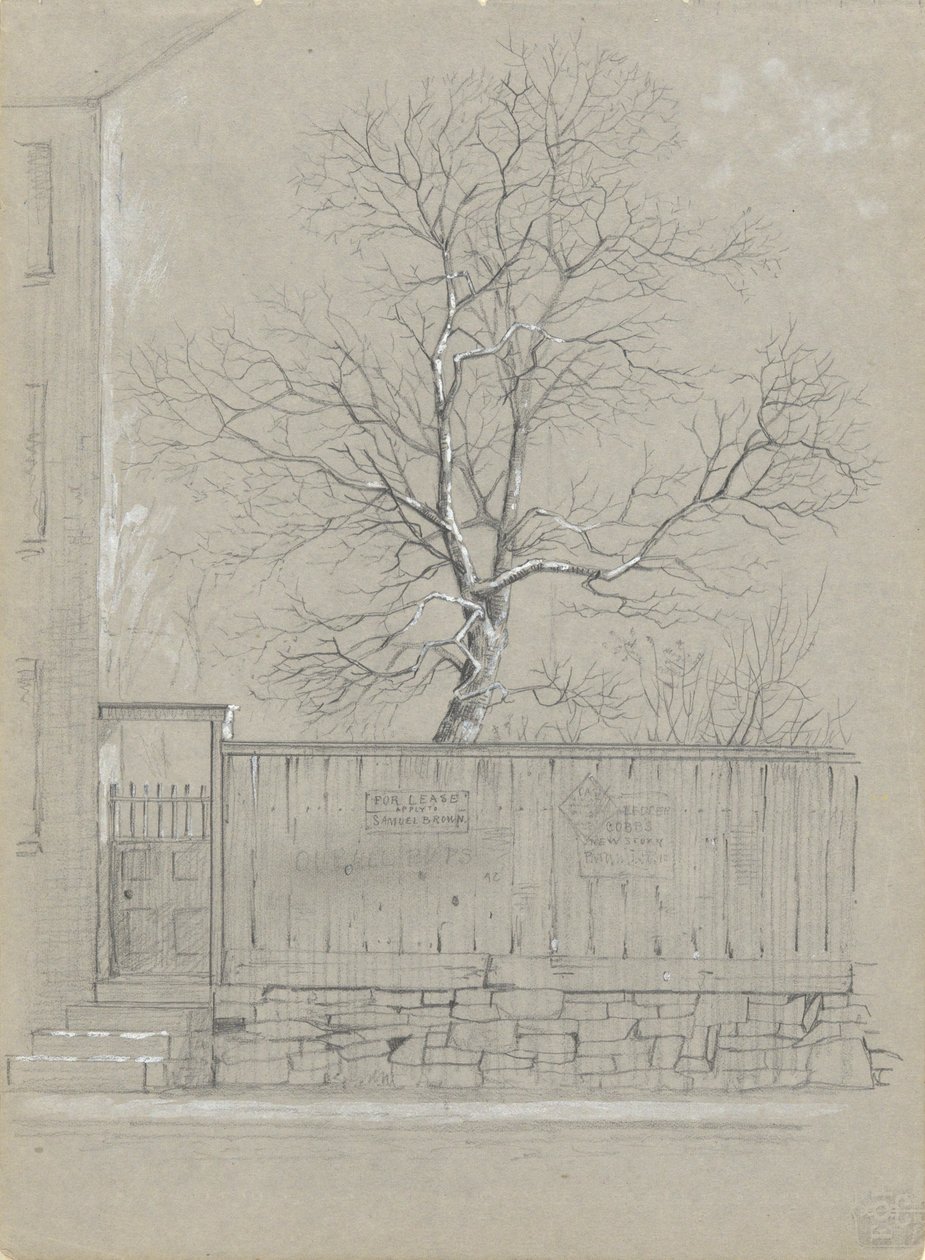 Reclamebord en Boom door Alfred Wordsworth Thompson