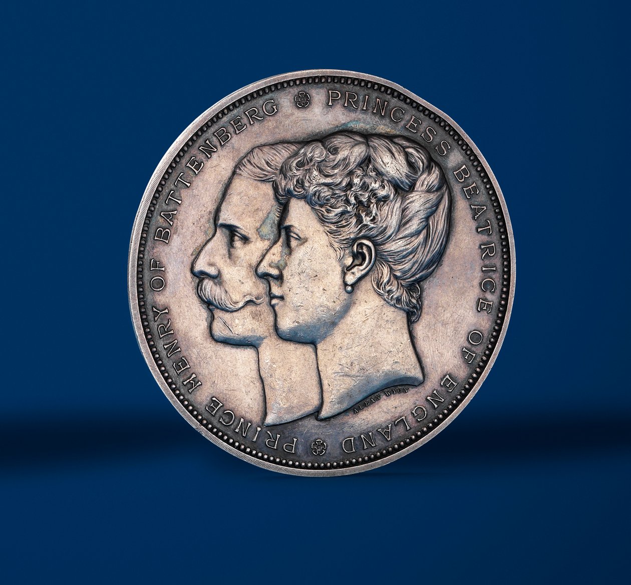Medaille ter herdenking van het huwelijk van Prinses Beatrice en Prins Hendrik van Battenberg, 1885 (zilver) door Alfred and Wyon, Joseph Shephard Wyon