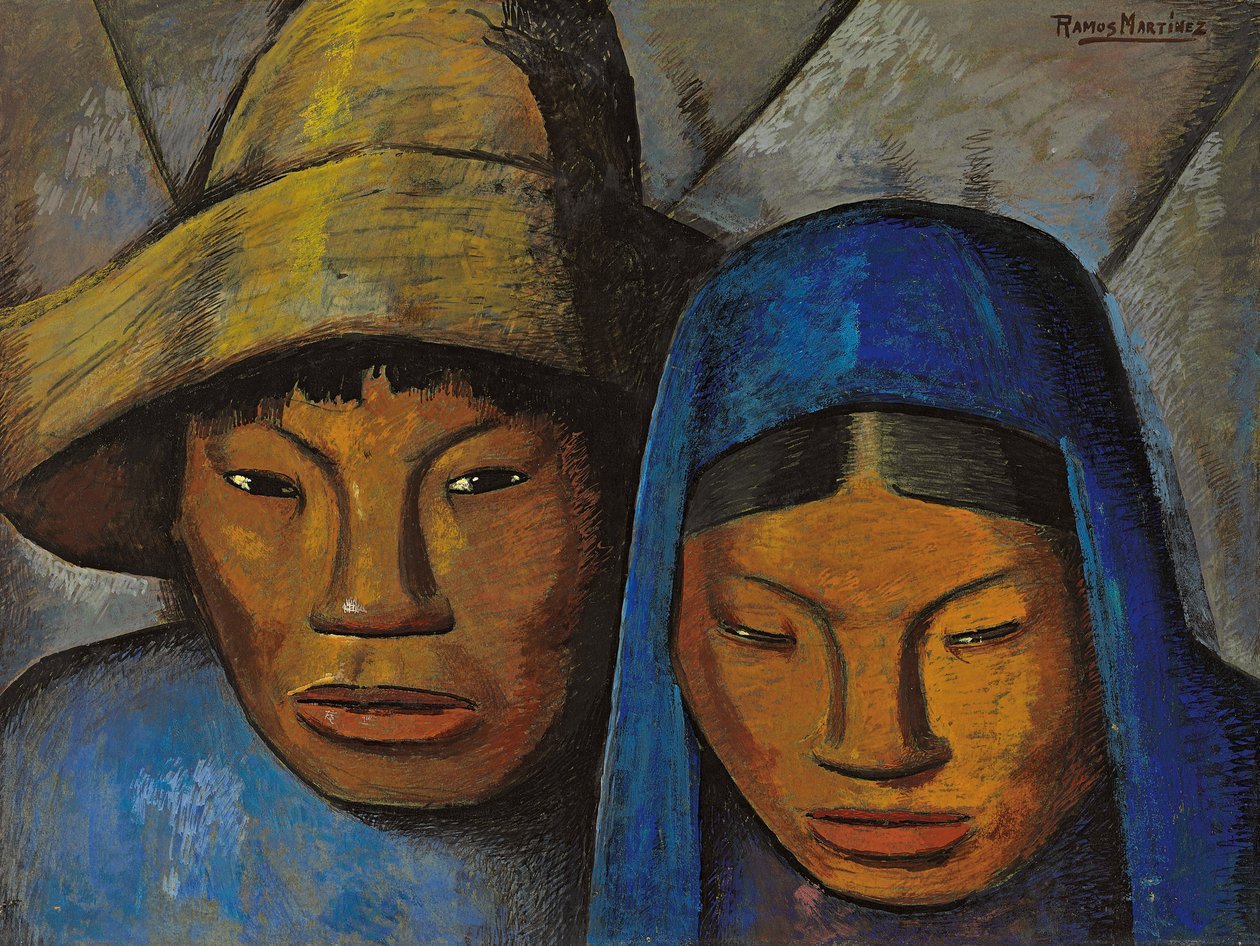 Het Koppel in Blauw door Alfredo Ramos Martinez
