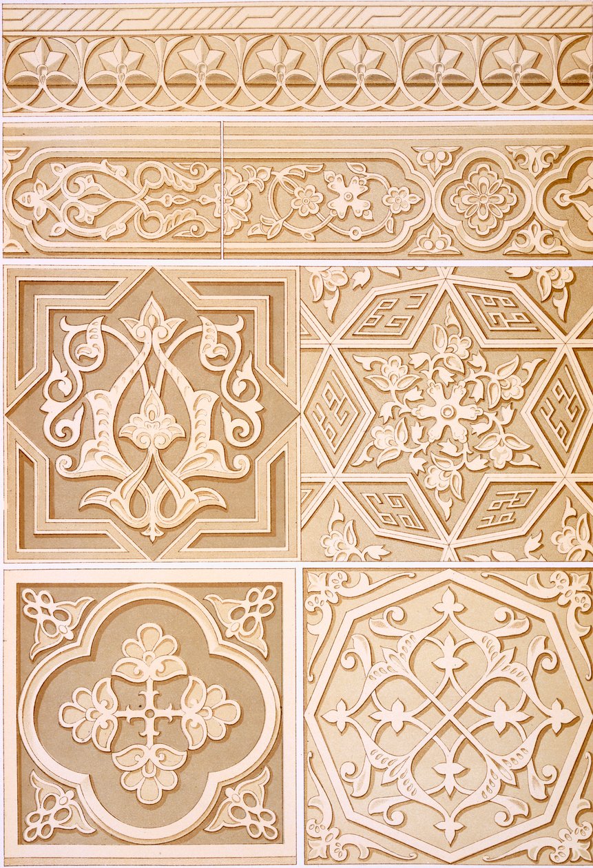Gedetailleerde studies van architectonische decoratie, gepubliceerd 1883 door Alhusain Fawzy