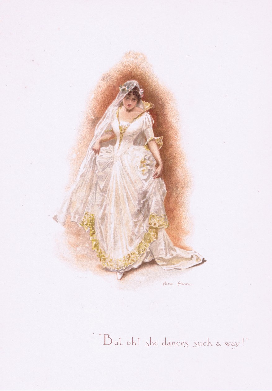 Maar oh, ze danst zo!, uit Some Old Love Songs gepubliceerd door Hildesheimer & Faulkner, 1892 door Alice Havers