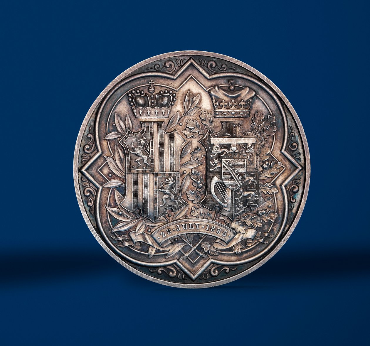 Medaille ter herdenking van het huwelijk van Prinses Beatrice en Prins Hendrik van Battenberg, 1885 (zilveren) door Allan Wyon