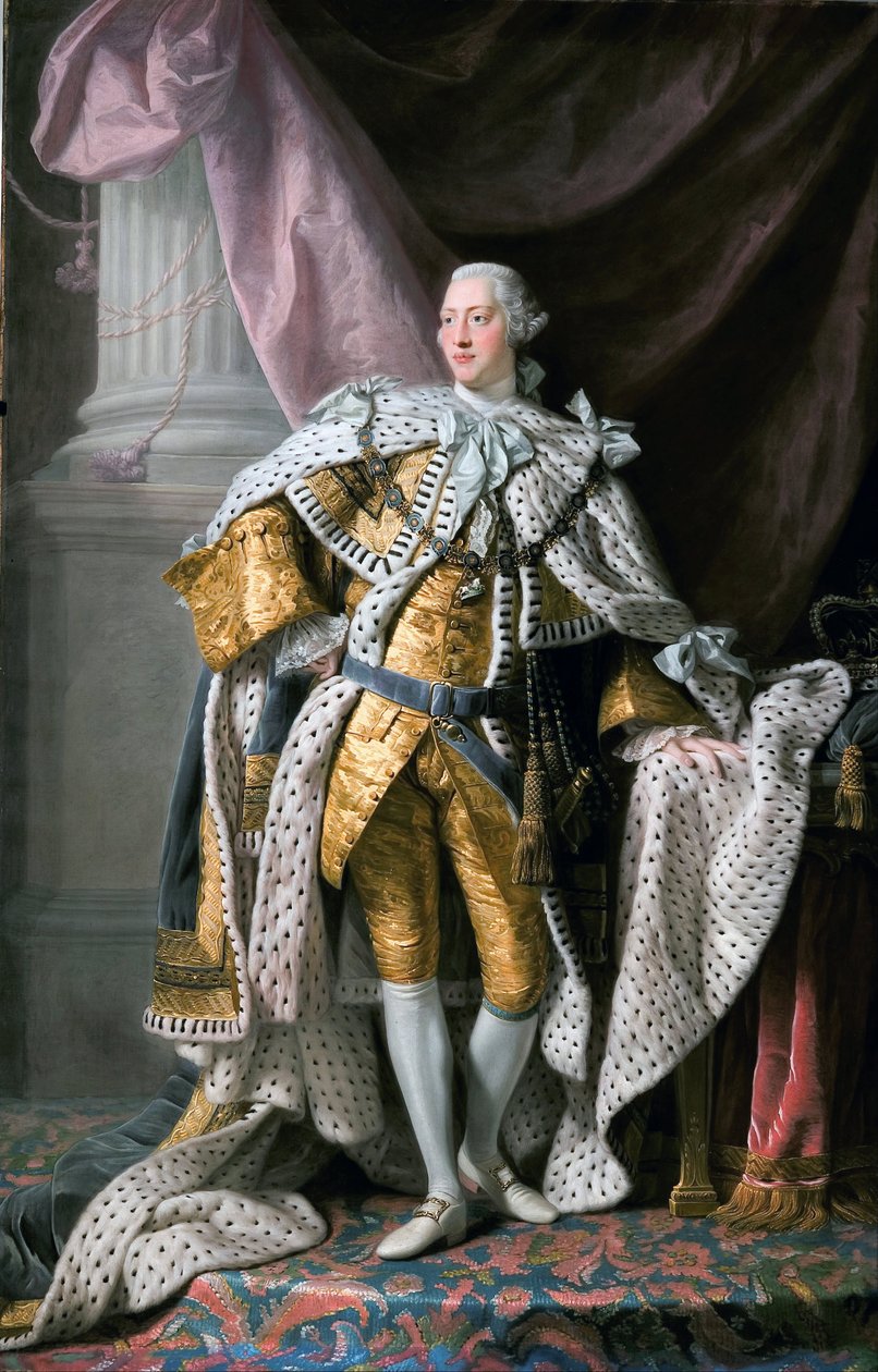Portret van koning George III van Engeland in kroningskleding door Allan Ramsay