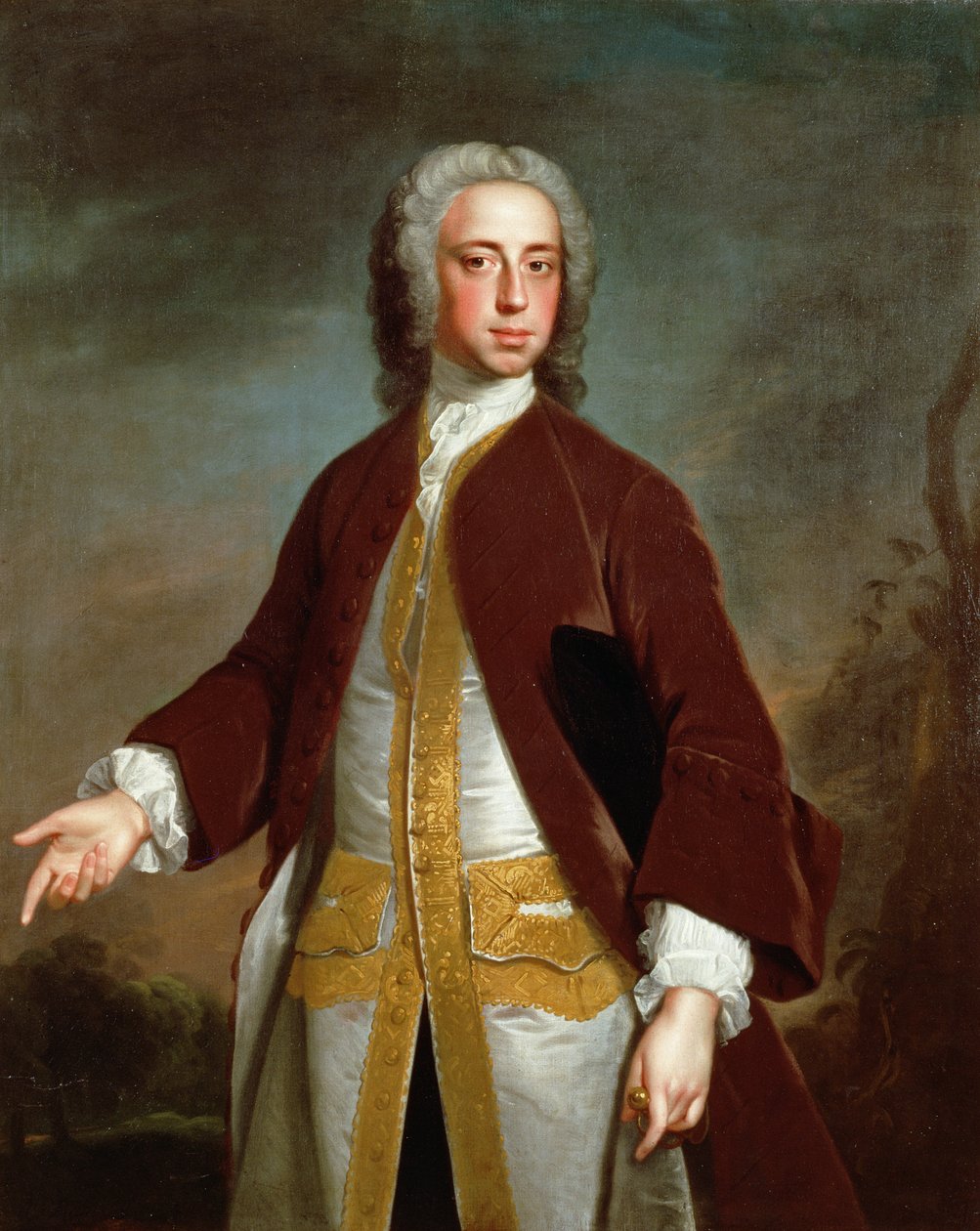 Portret van Lord Sherard Manners, 6e zoon van de hertog van Rutland, voor 1742 door Allan Ramsay