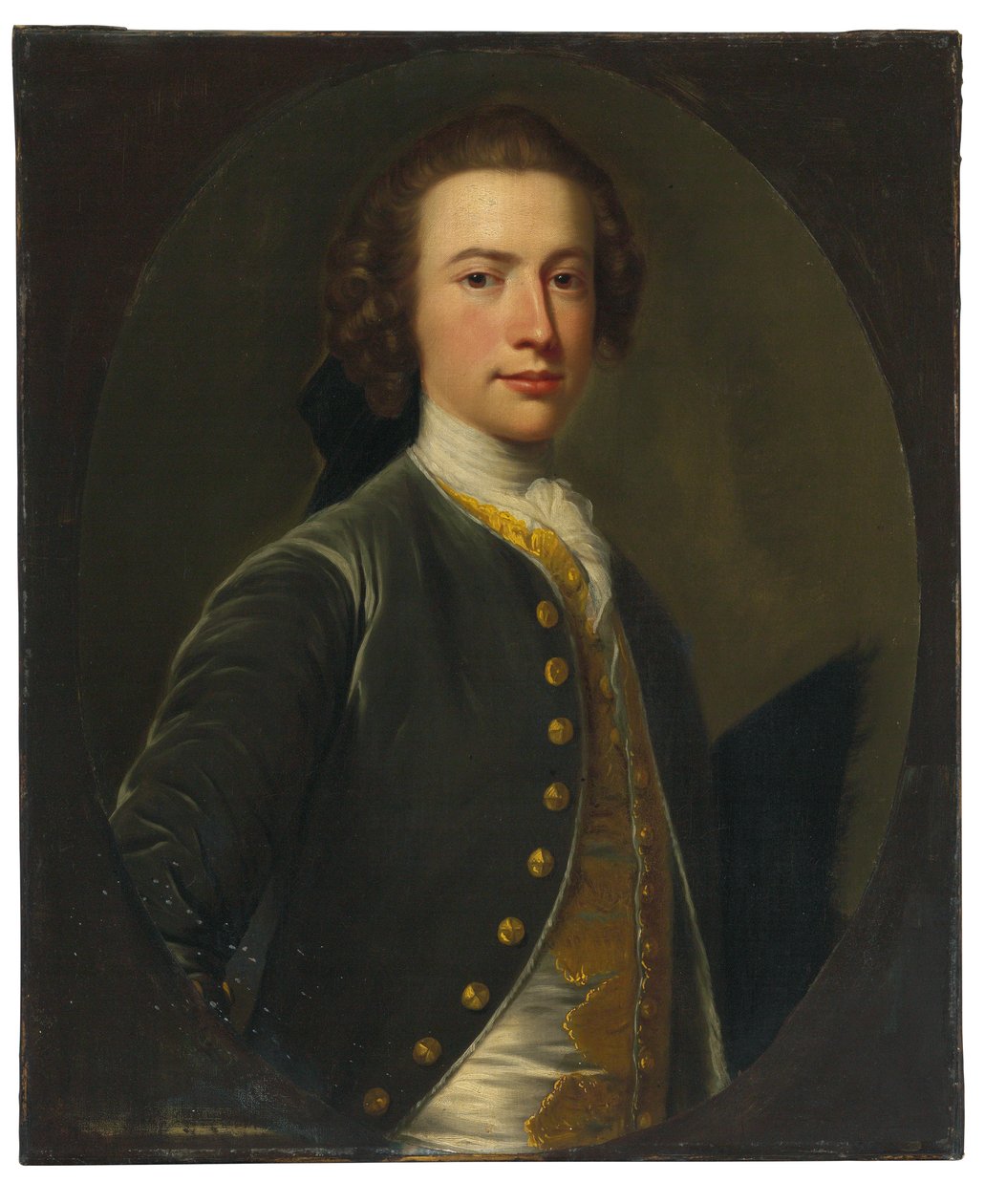 Portret van Valentine Morris (1727-1789), gouverneur van Saint Vincent (olieverf op doek, in een ovaal gesneden en op doek gelegd) door Allan Ramsay