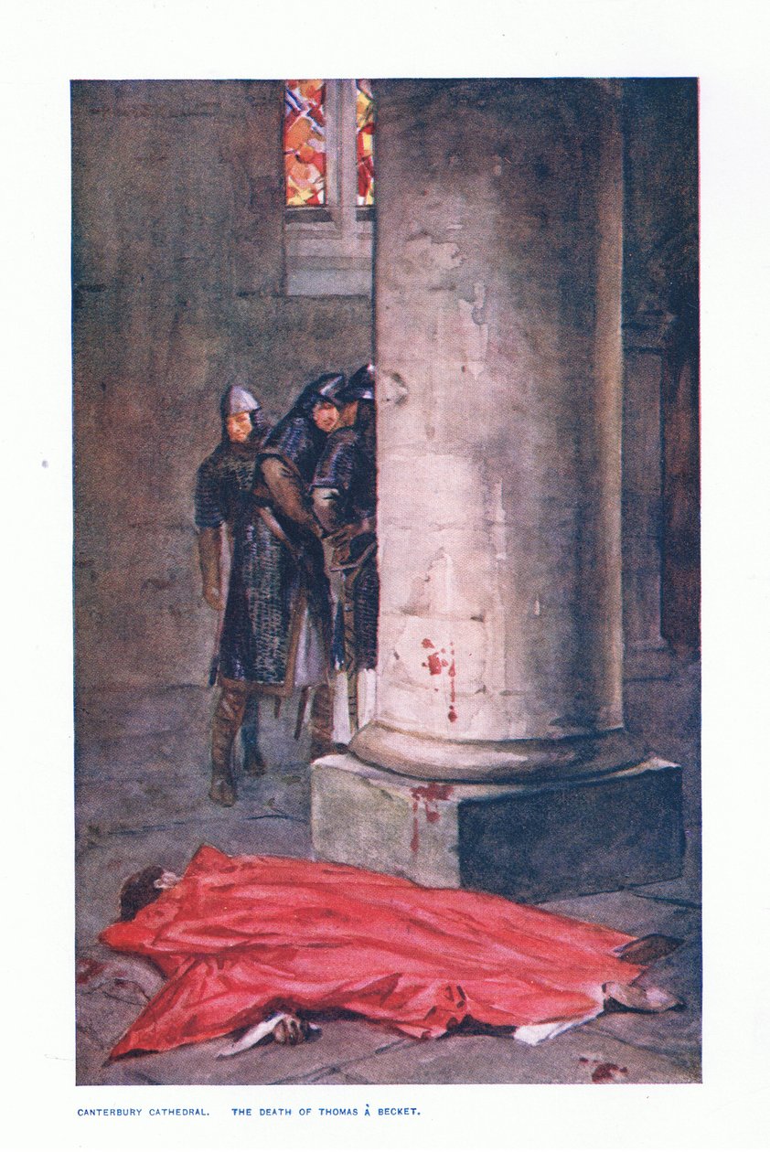 Canterbury Cathedral: De dood van Thomas A Beckett, illustratie uit 
