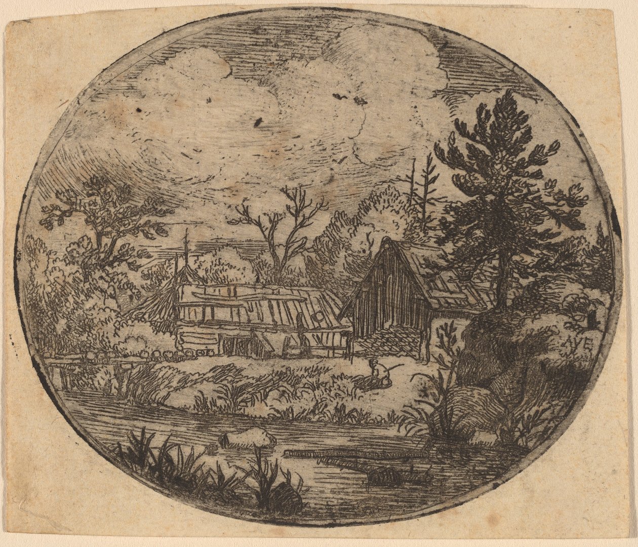 Hamlet aan de oever van een rivier door Allart van Everdingen