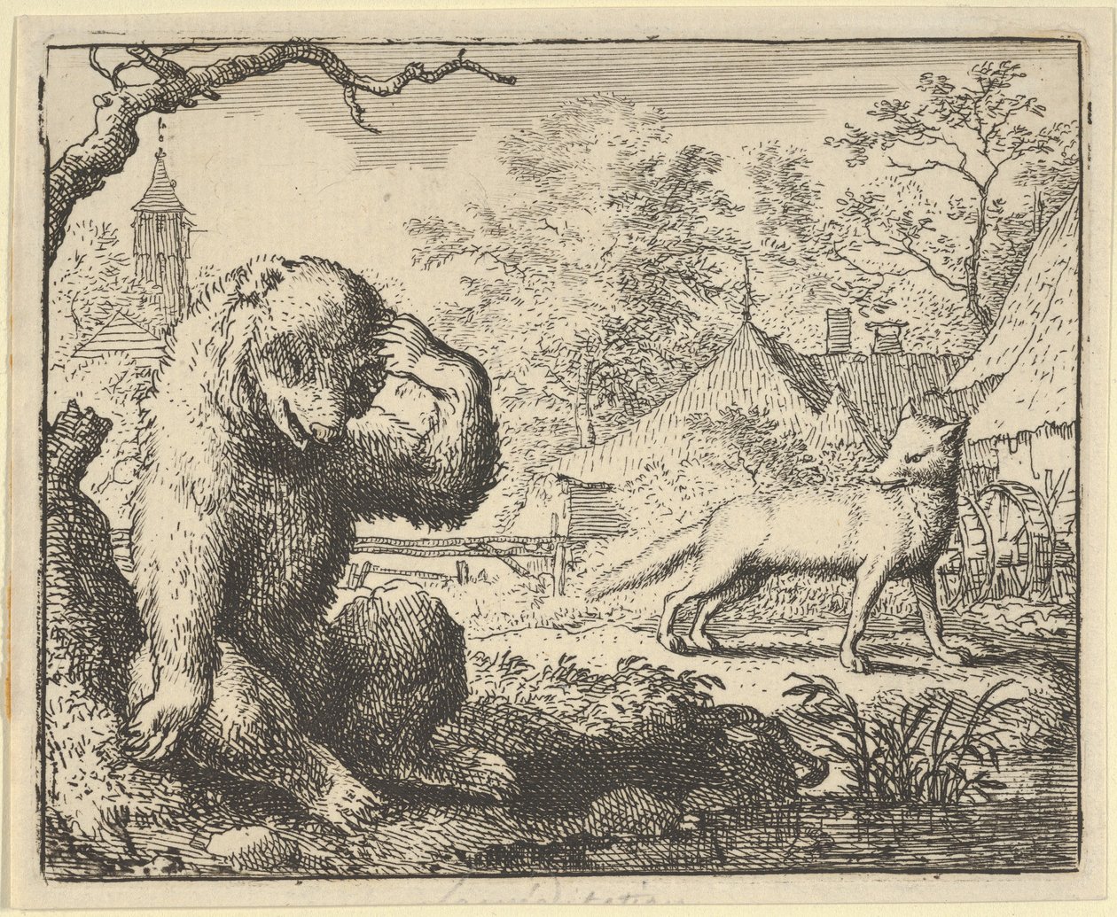 Renard maakt grapjes over de beer, 1650-75 door Allart van Everdingen