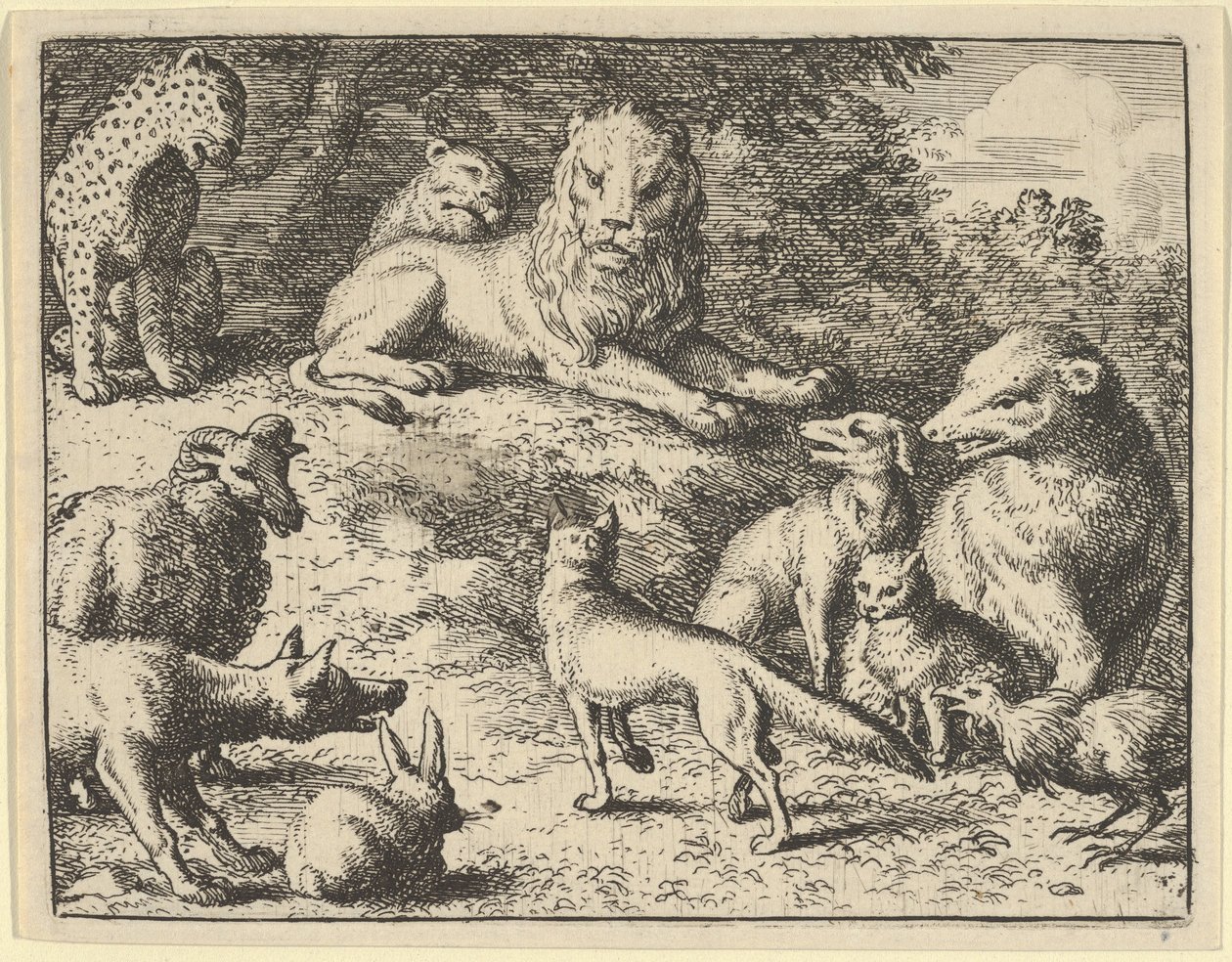 Reinaert wordt door de dieren beschuldigd voor de leeuw, 1650-75 door Allart van Everdingen