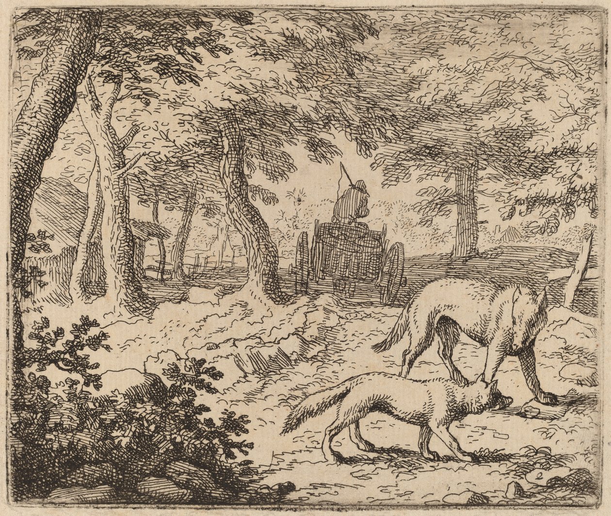 Reinaert en de Wolf voor de Viswagen door Allart van Everdingen