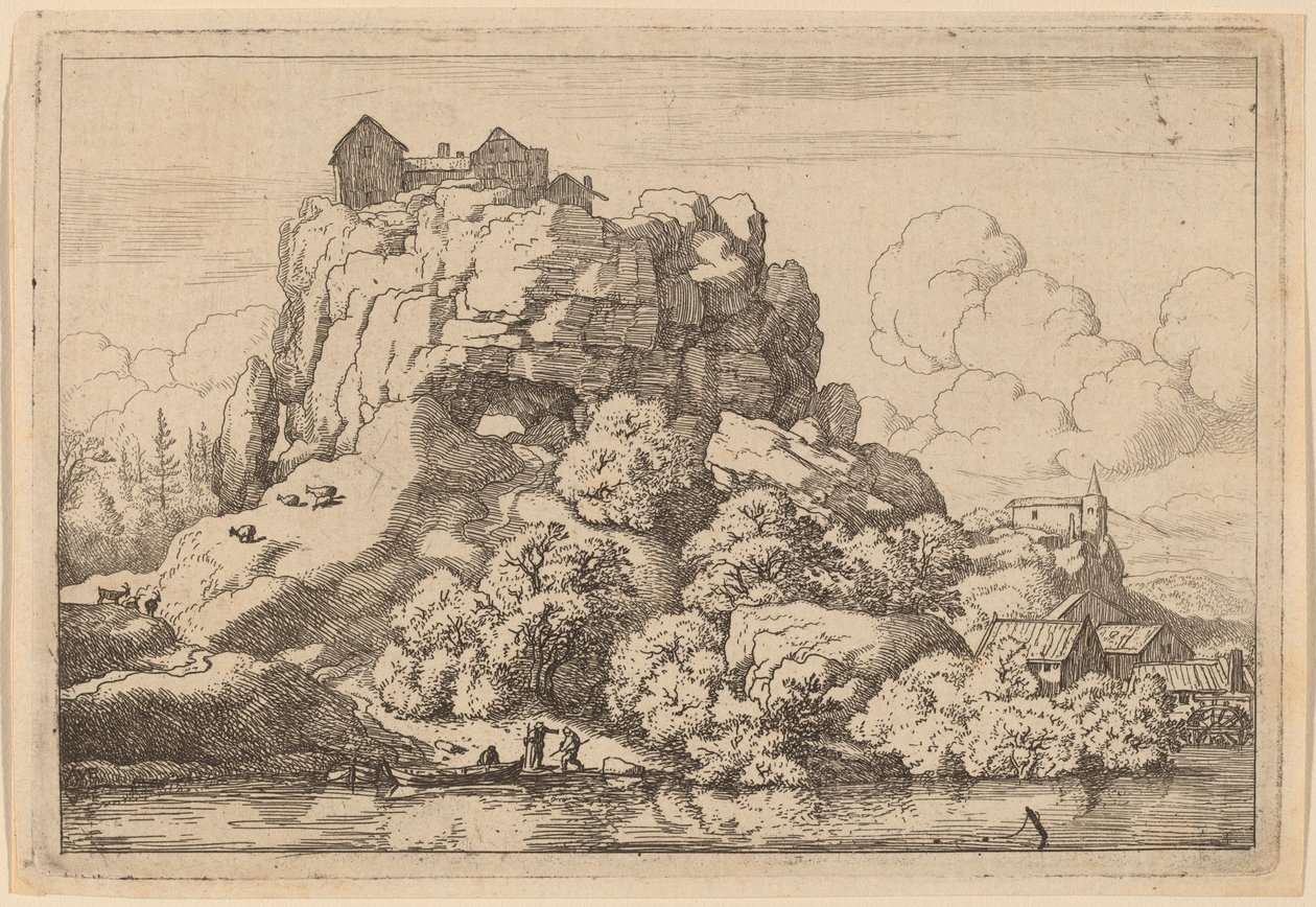 Rivier aan de Voet van een Hoge Rots, waarschijnlijk ca. 1645-1656 door Allart van Everdingen