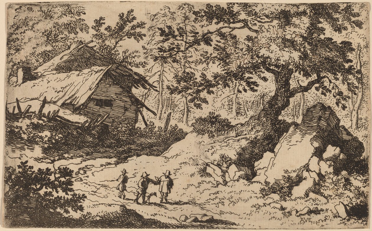 Vervallen huisje, waarschijnlijk ca. 1645-1656 door Allart van Everdingen