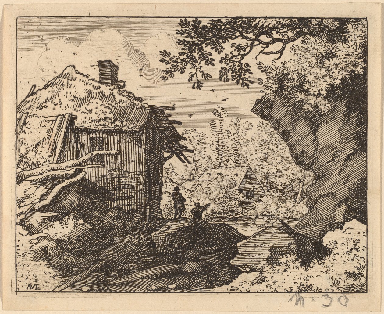 Strohut gezien van achteren, waarschijnlijk c. 1645-1656 door Allart van Everdingen