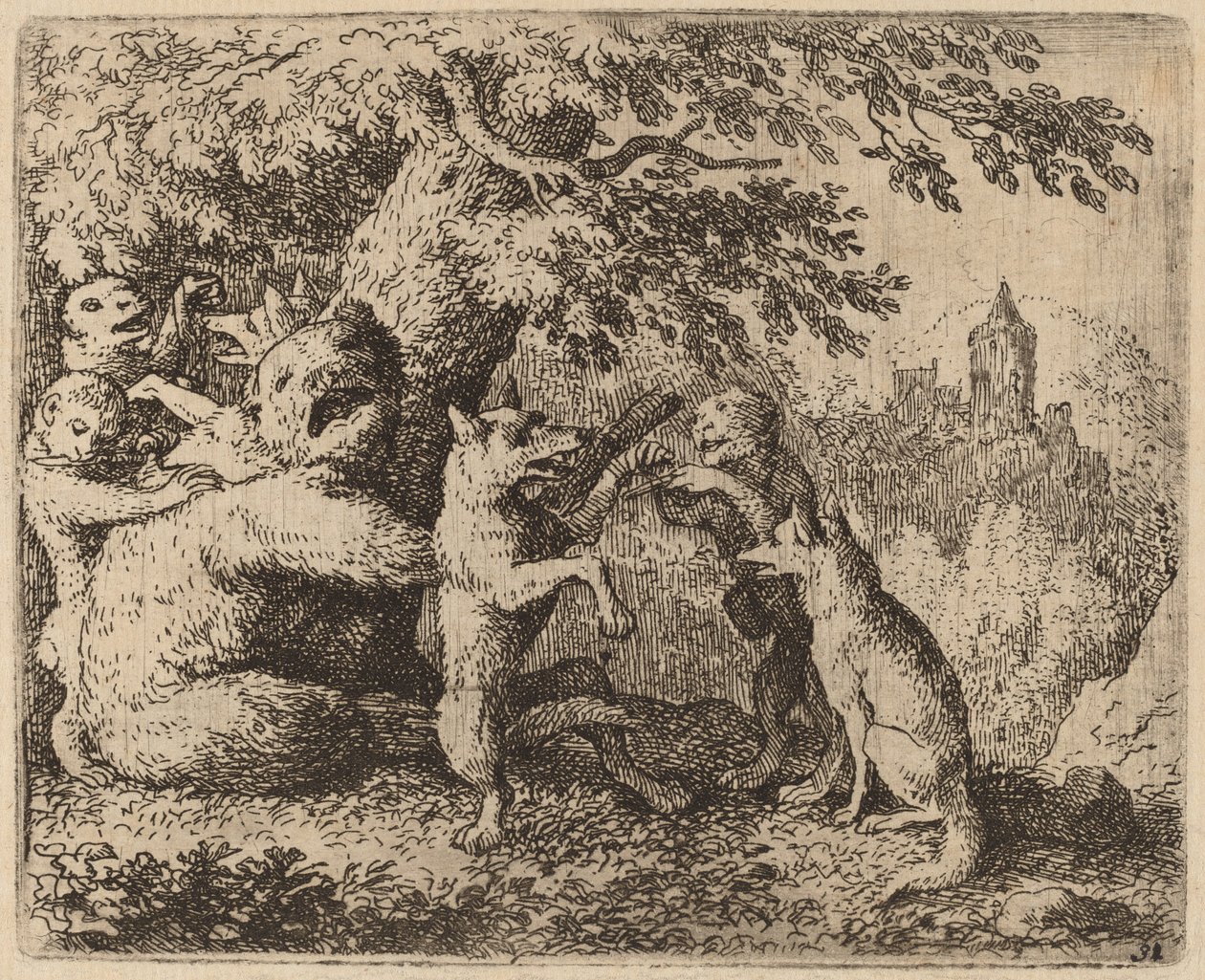 De Beer en de Wolf worden Vervolgd, waarschijnlijk ca. 1645-1656 door Allart van Everdingen