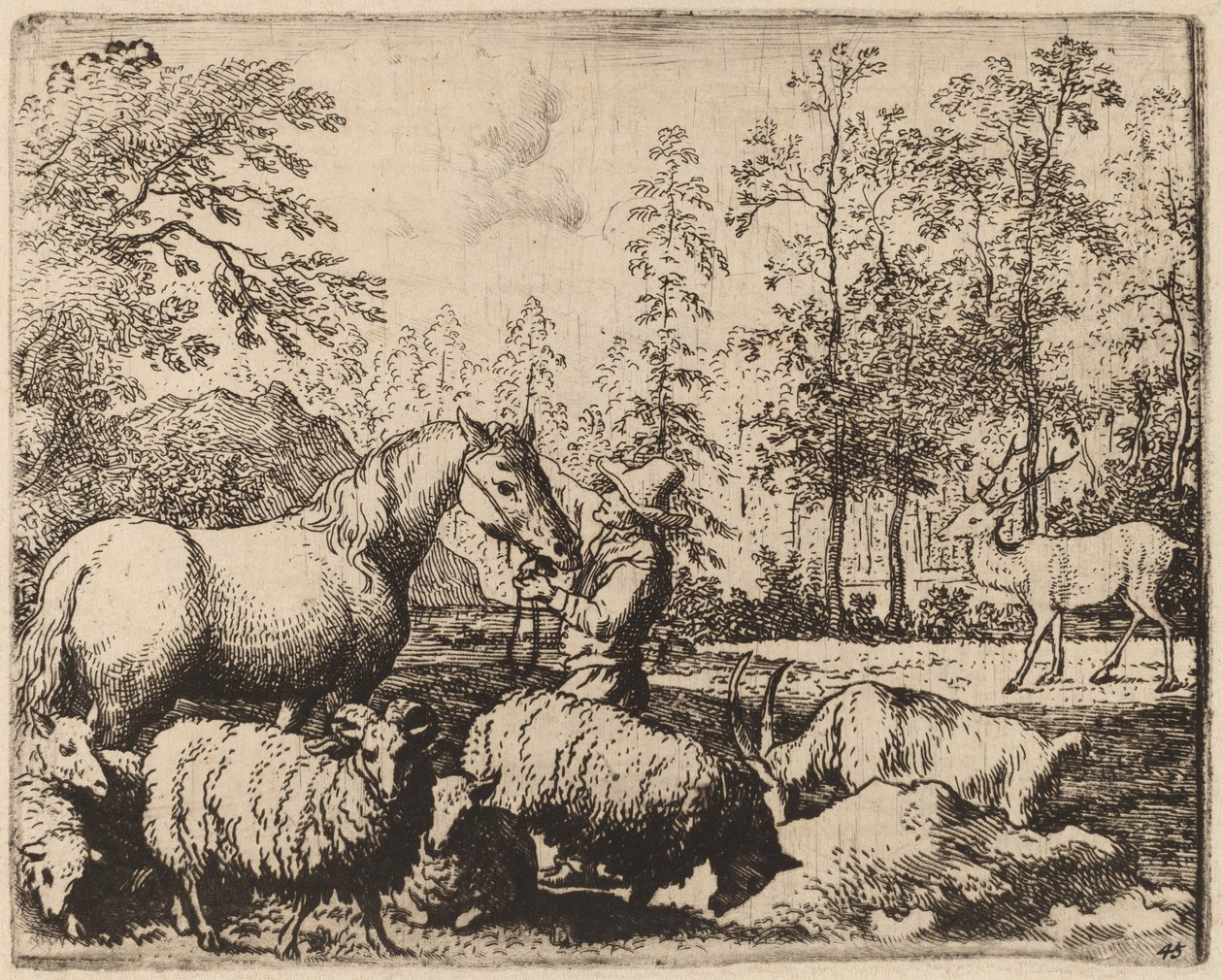 Het paard en het hert, waarschijnlijk ca. 1645-1656 door Allart van Everdingen