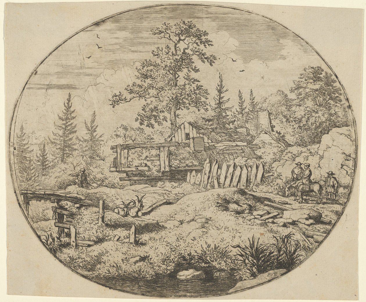 Het Landschap met de Houten Brug, 17e eeuw door Allart van Everdingen