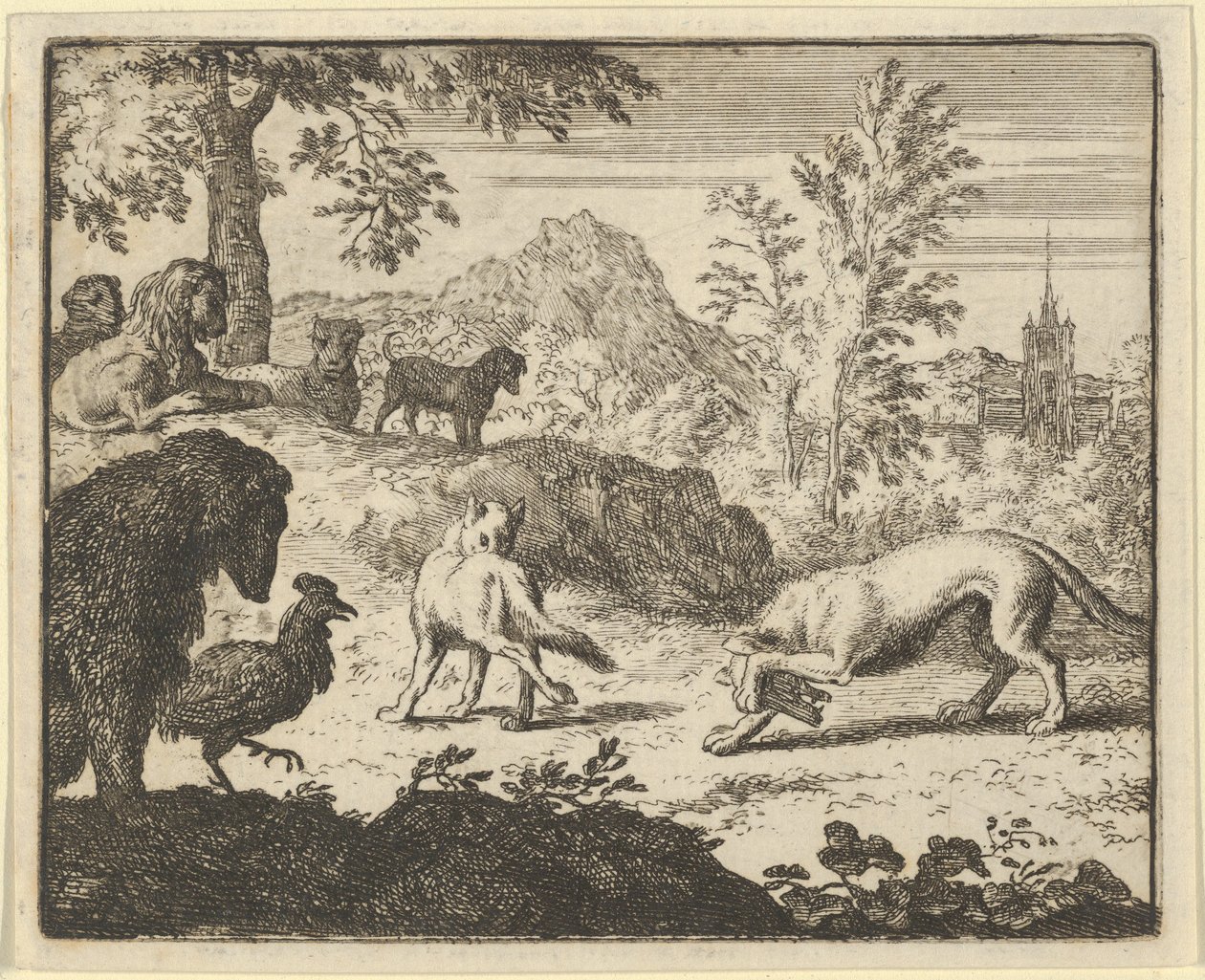 De Leeuw Staat een Gevecht toe tussen de Wolf en Renard, 1650-75 door Allart van Everdingen