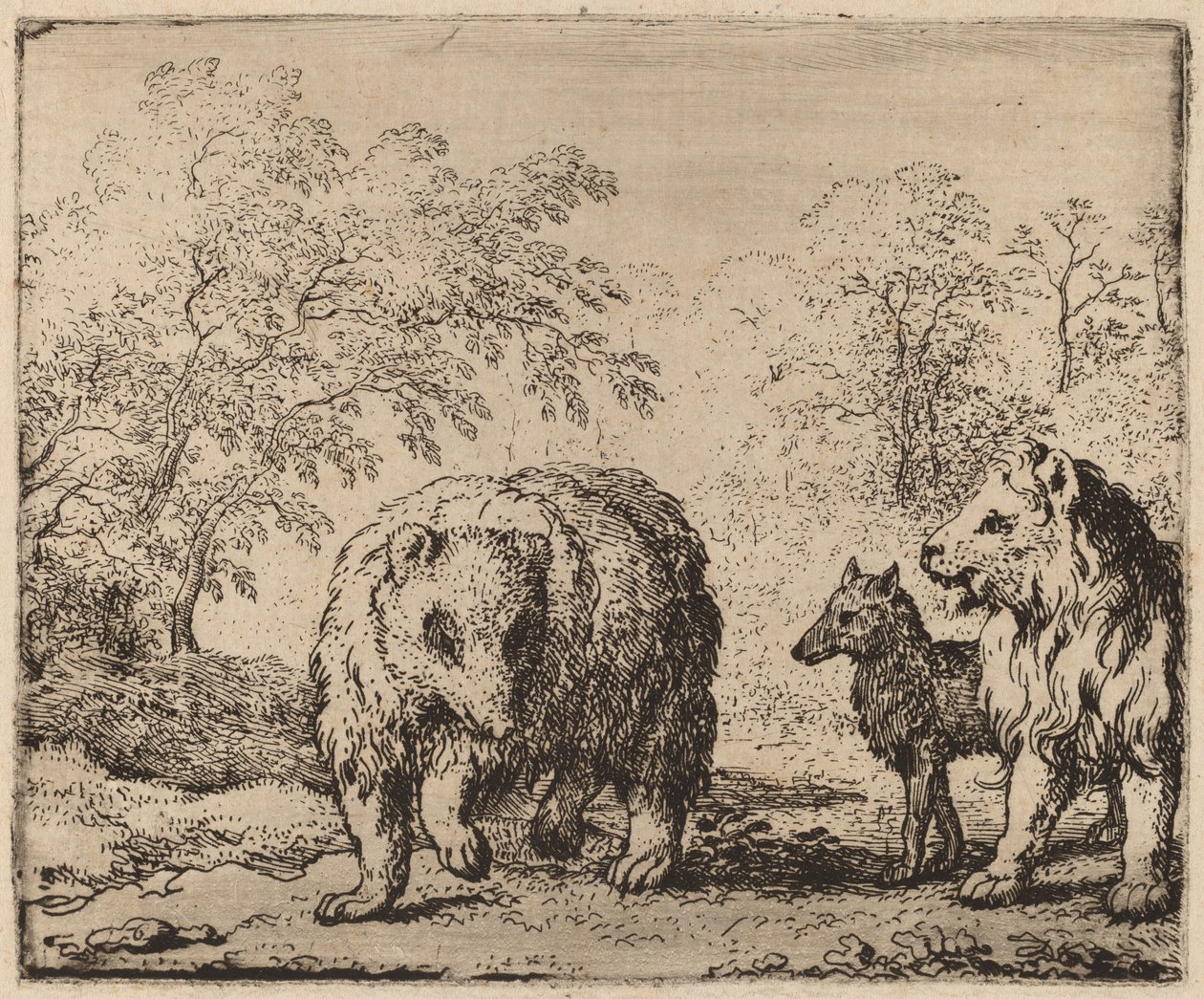 De Leeuw Bevrijdt de Beer en de Wolf door Allart van Everdingen