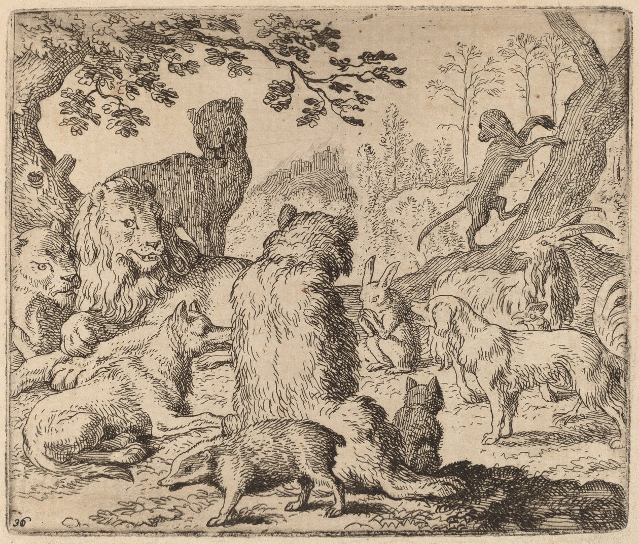 De Leeuw Beveelt een Massale Aanval op Reynard, waarschijnlijk ca. 1645-1656 door Allart van Everdingen