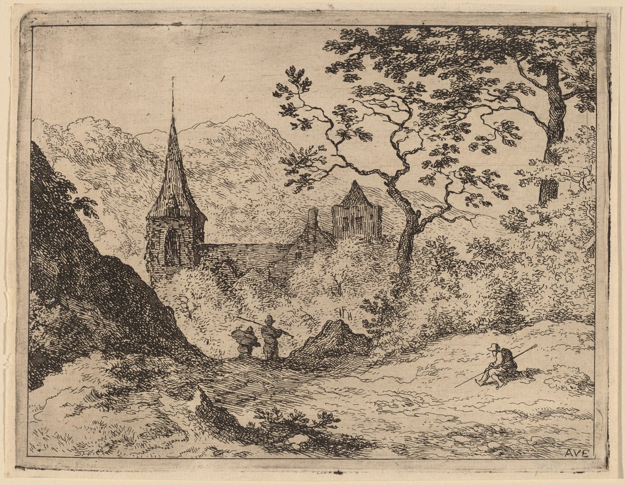 De torenspits door Allart van Everdingen