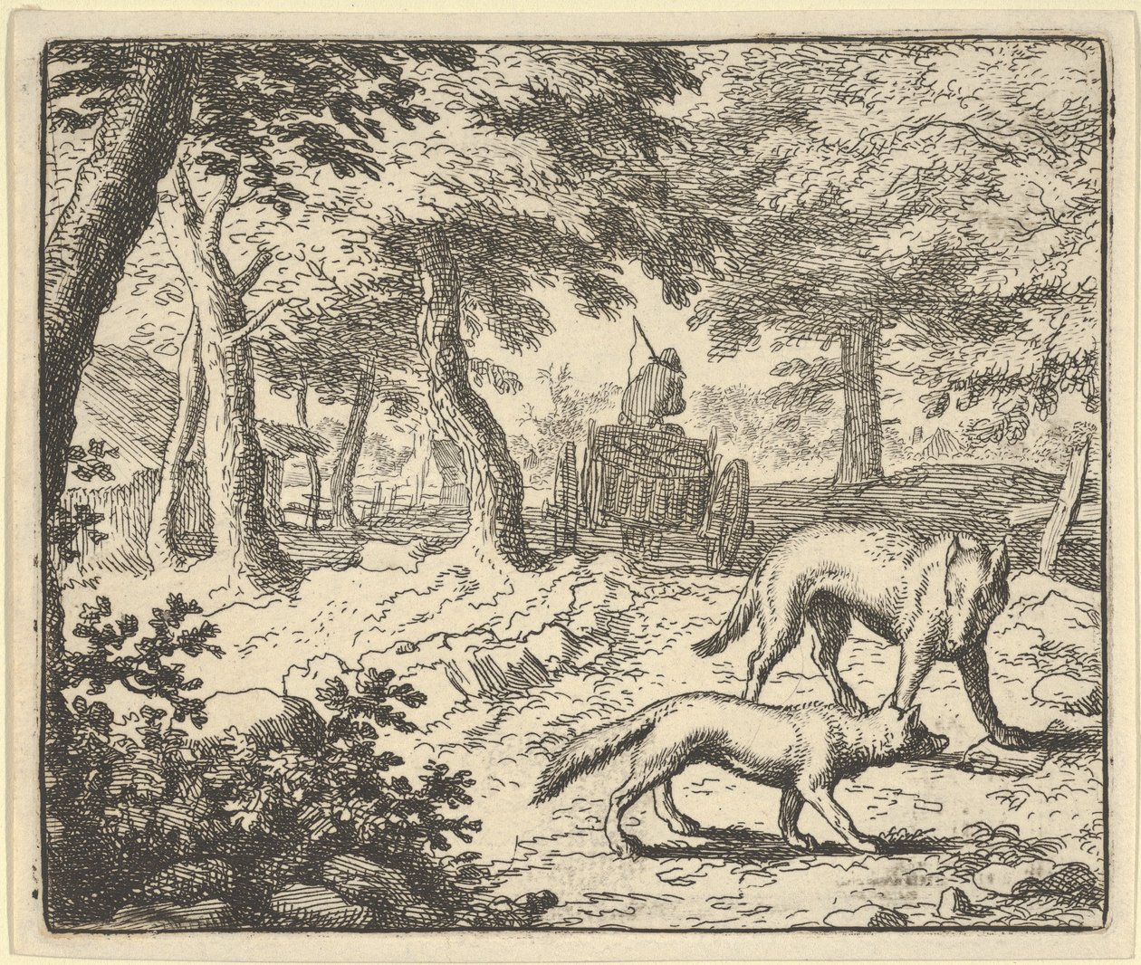 De wolf beschuldigt Renard van het eten van de vis die hij heeft gestolen, 1650-75 door Allart van Everdingen