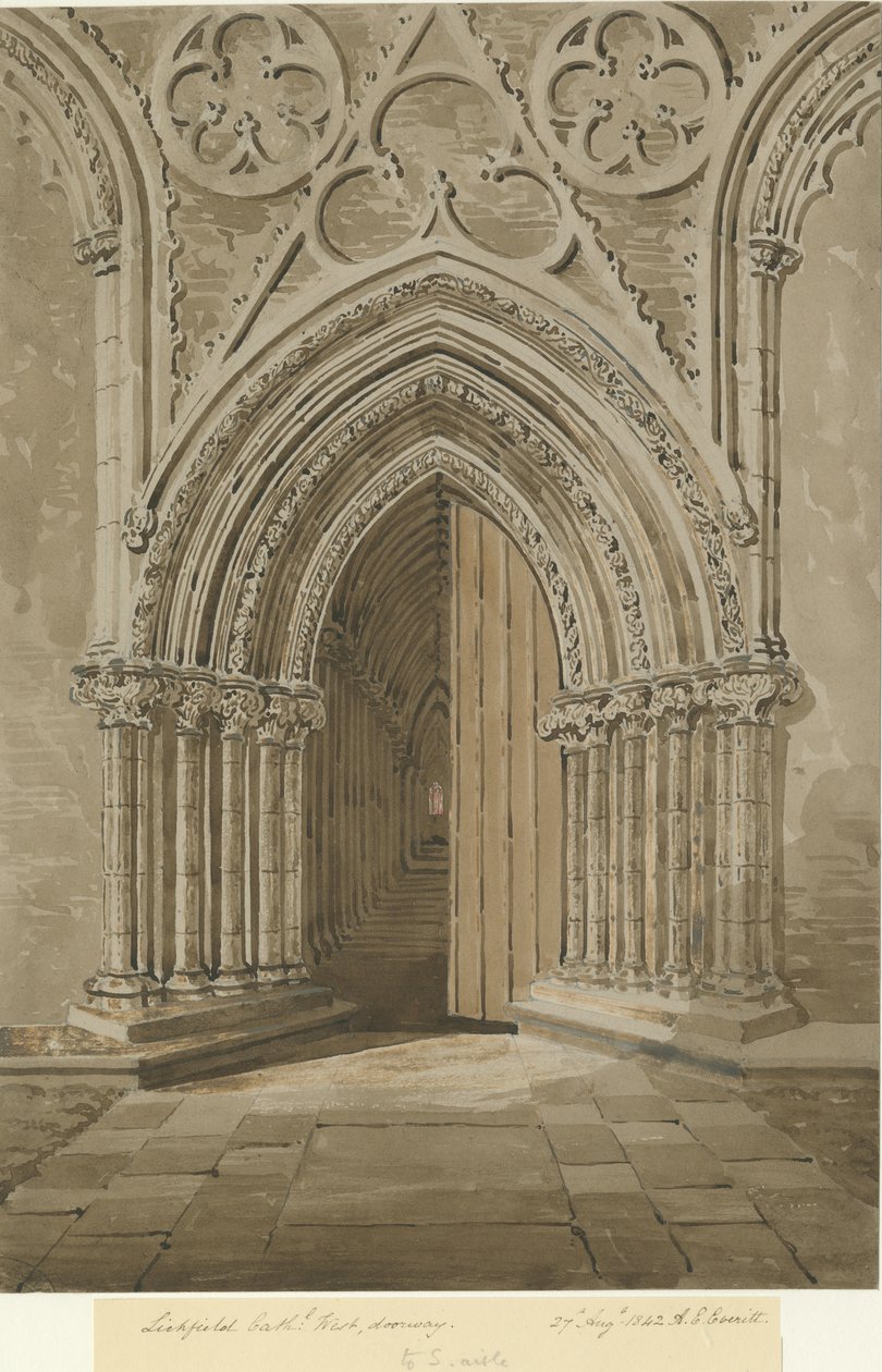 Lichfield Cathedral - Westelijke Deur door Allen Edward Everitt