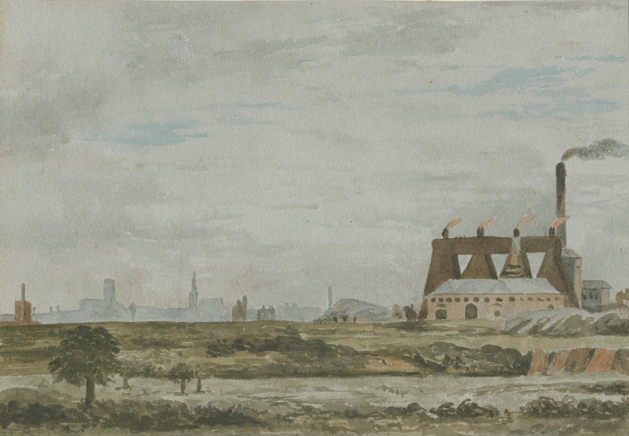 Wolverhampton - Zuidelijk uitzicht: aquarel schilderij, nd [ca. 1830] door Allen Edward Everitt
