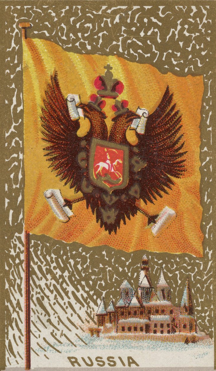 Rusland, uit Vlaggen van alle naties, Serie 1 N9 voor Allen & Ginter sigarettenmerken, 1887 door Allen and Ginter