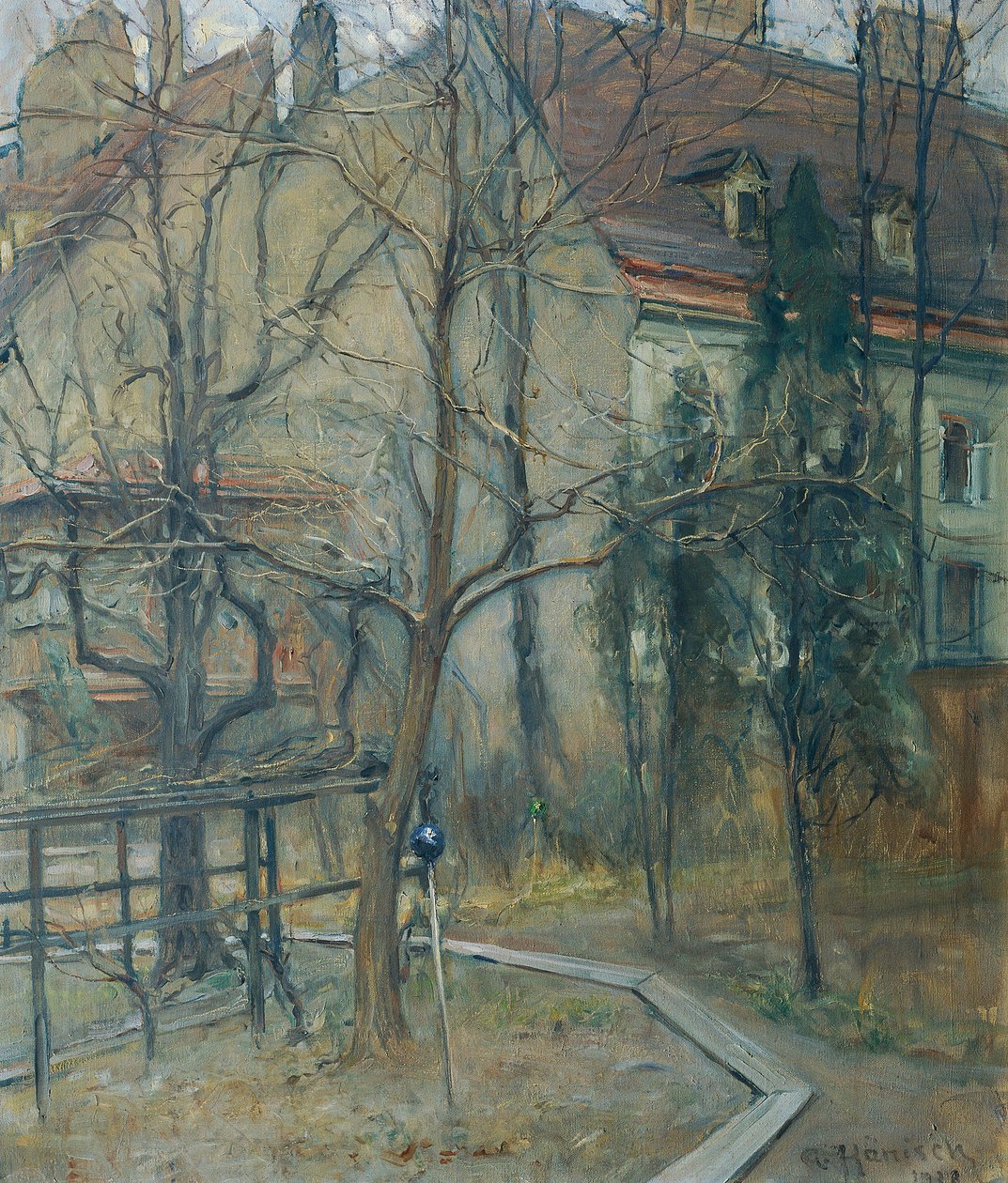 Somber winterdag (uitzicht vanuit mijn atelierraam) door Alois Hänisch