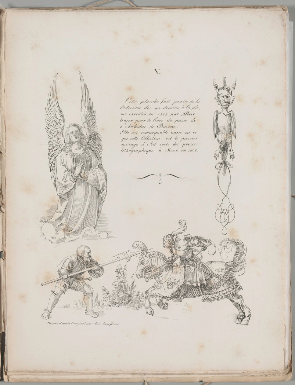 Kunst van de Lithografie: Drie ontwerpen uit het gebedenboek van Dürer, plaat V door Alois Senefelder
