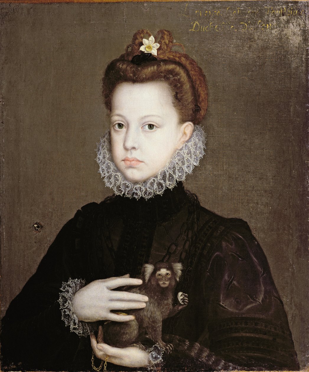 Infanta Isabella Clara Eugenia, dochter van Filips II van Spanje door Alonso Sánchez Coello