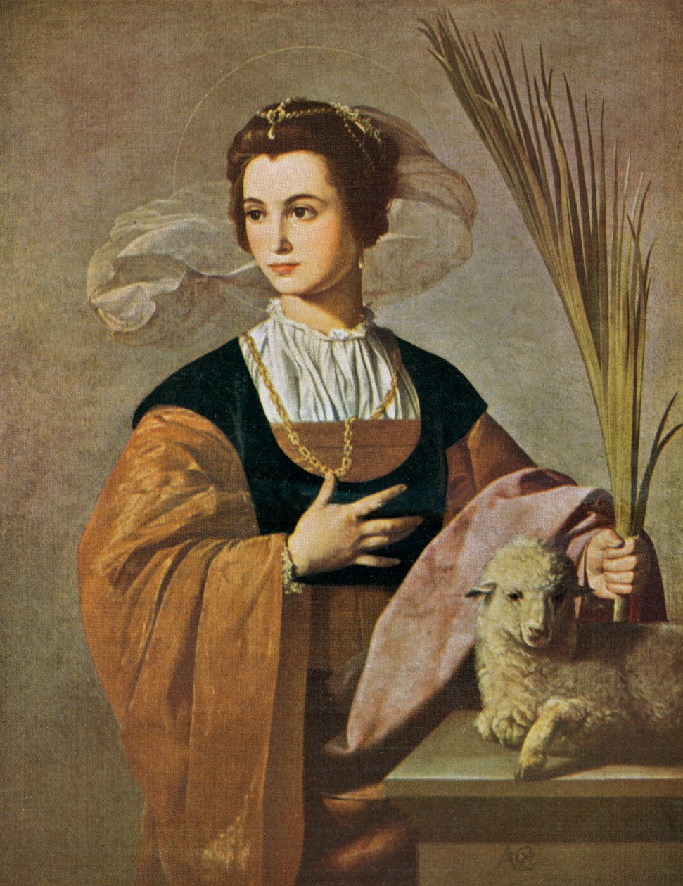 German: Die heilige Agnes Saint Agnes door Alonso Cano