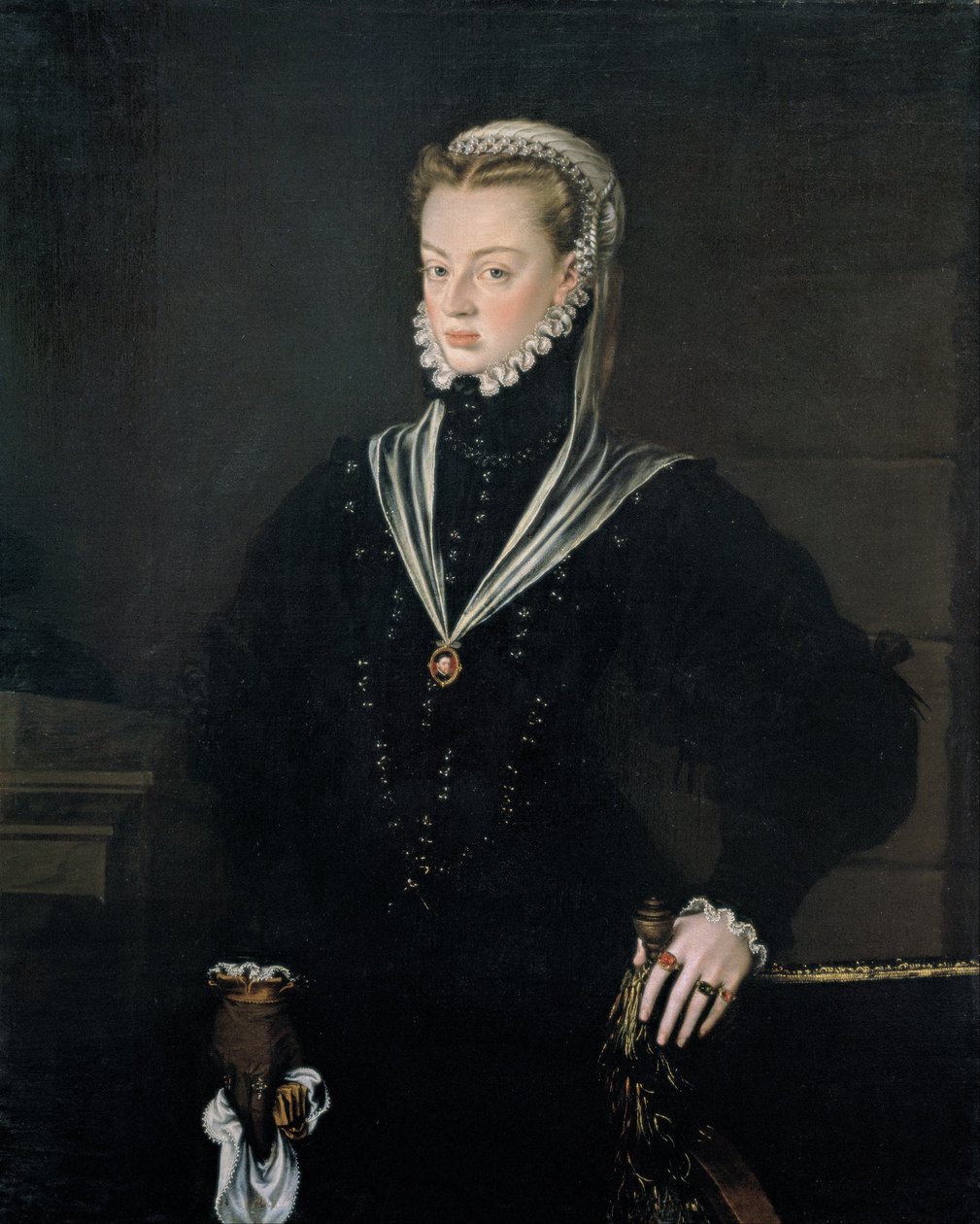 Portret van Doña Juana van Oostenrijk, prinses van Portugal door Alonso Sánchez Coello