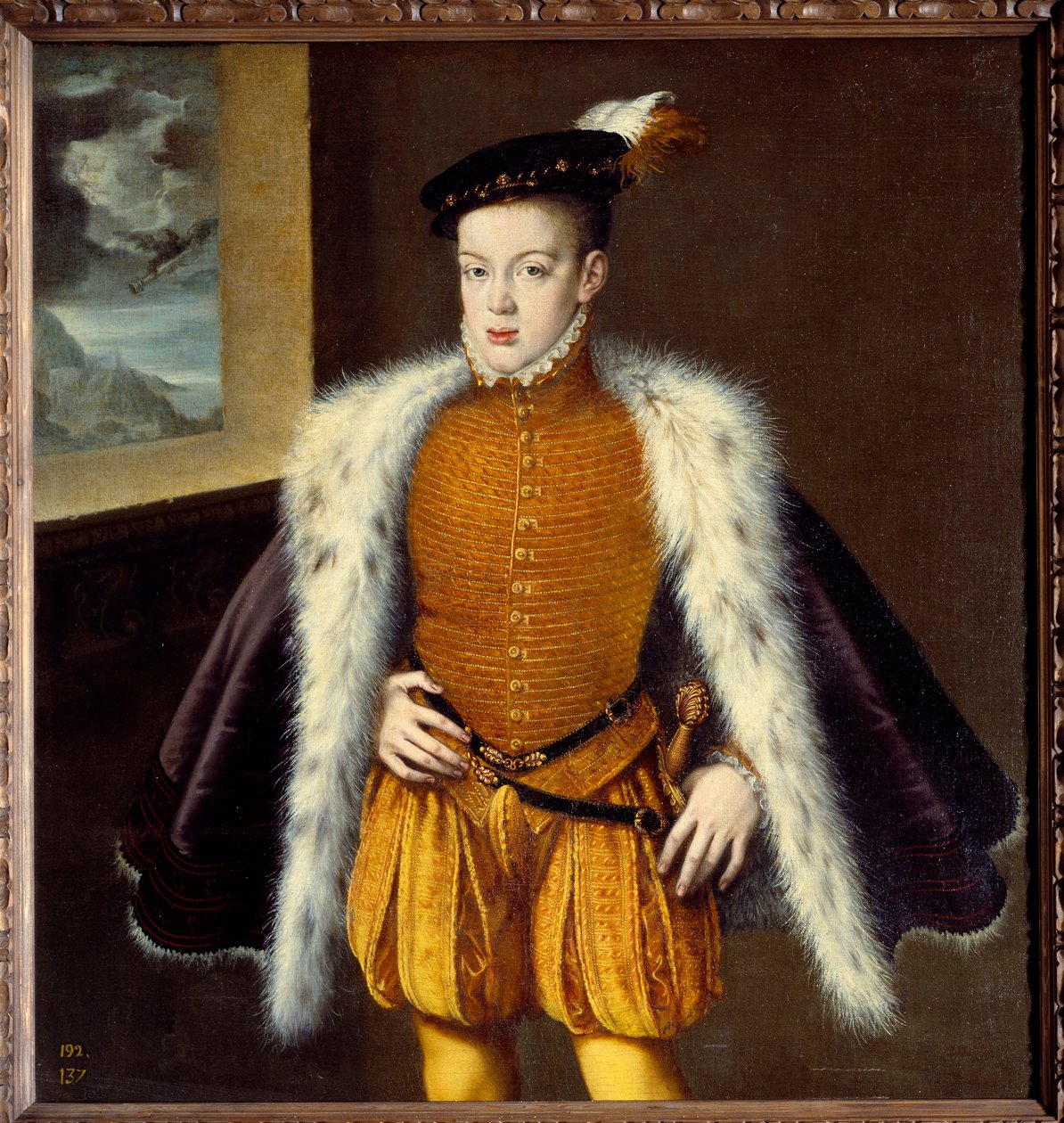 Portret van Prins Don Carlos (1545-1568) zoon van Filips II. Schilderij door Alonso Sanchez Coello (1531-1588) door Alonso Sánchez Coello