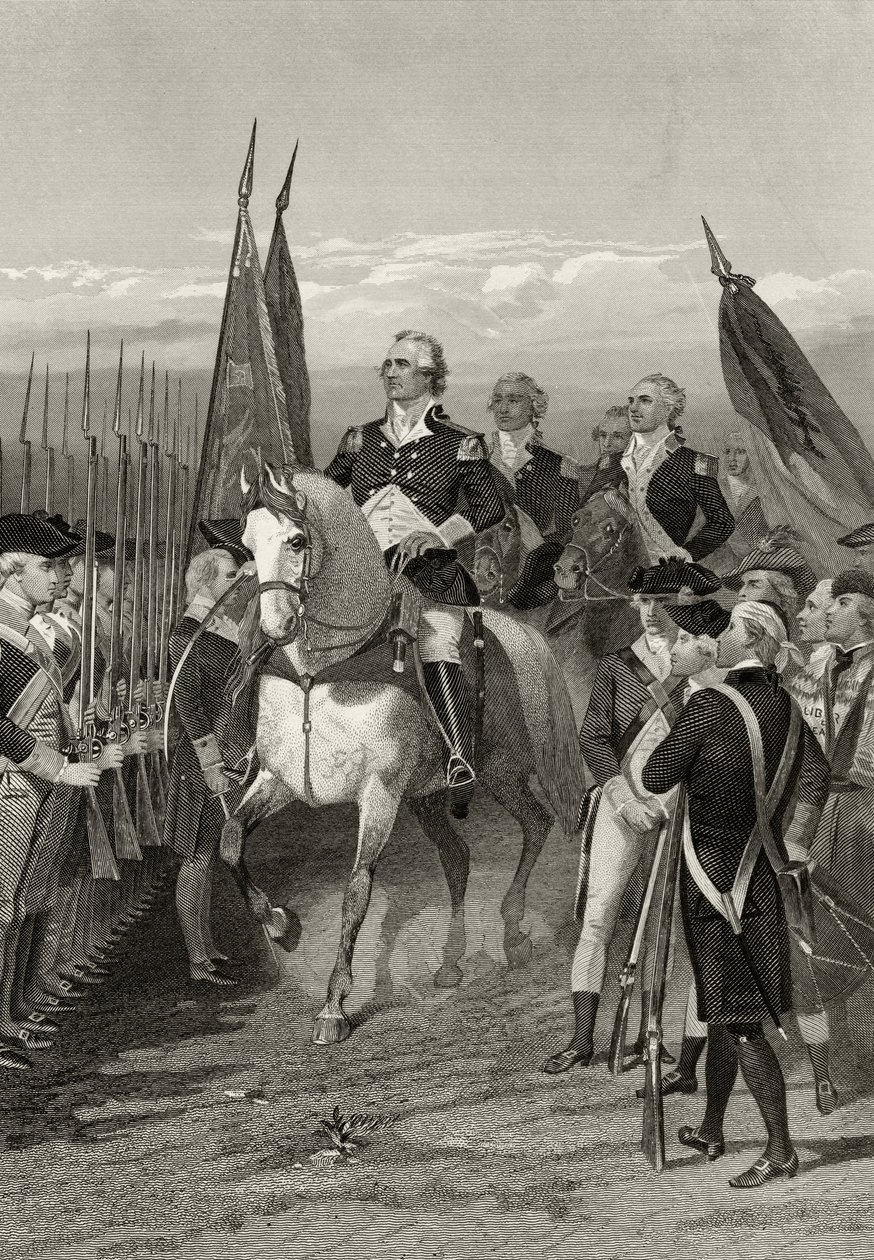 George Washington neemt het bevel over het leger, 1775, uit 