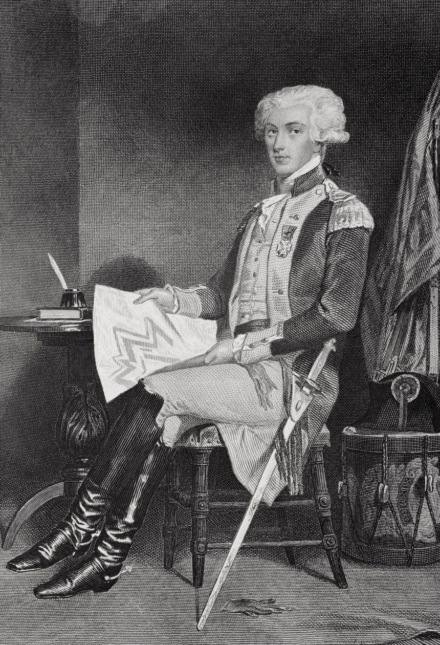 Portret van Marie-Joseph-Paul-Yves-Roch-Gilbert Du Motier, Marquis de La Fayette (of Lafayette) (1757-1834) door Alonzo Chappel