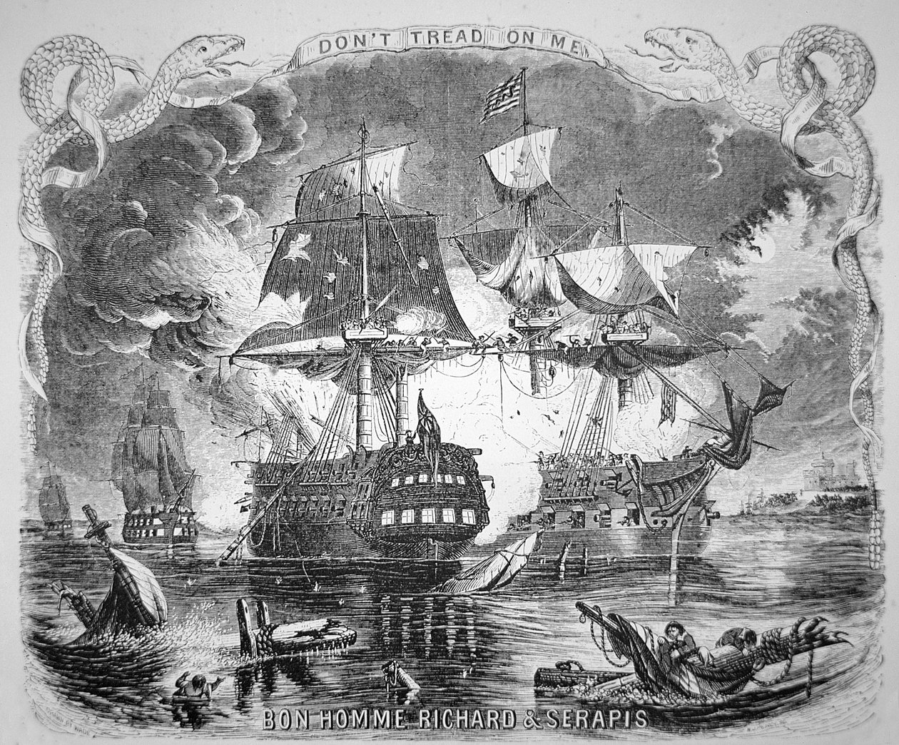 John Paul Jones, Commandant van de Bonhomme Richard, Verslaat HMS Serapis op 23 September 1779 door Alonzo (after) Chappel