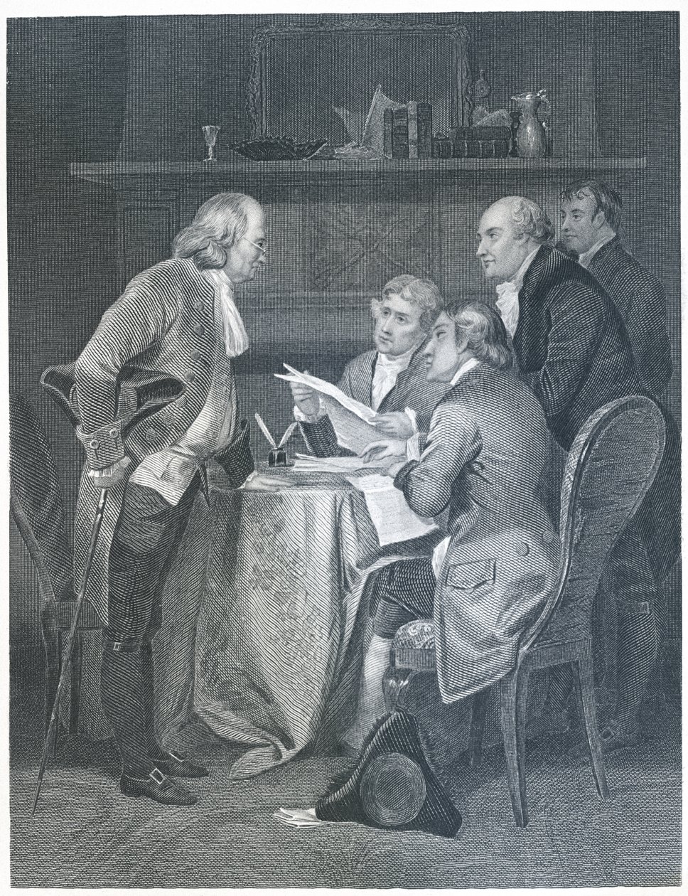 Het Opstellen van de Onafhankelijkheidsverklaring in 1776, 1859 door Alonzo Chappel