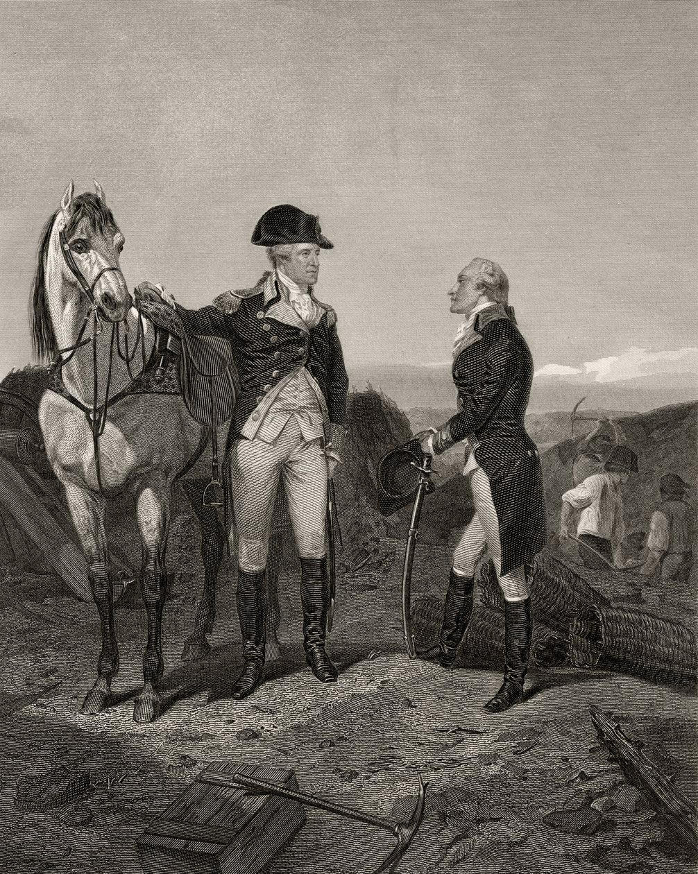 Eerste ontmoeting van George Washington en Alexander Hamilton, uit 