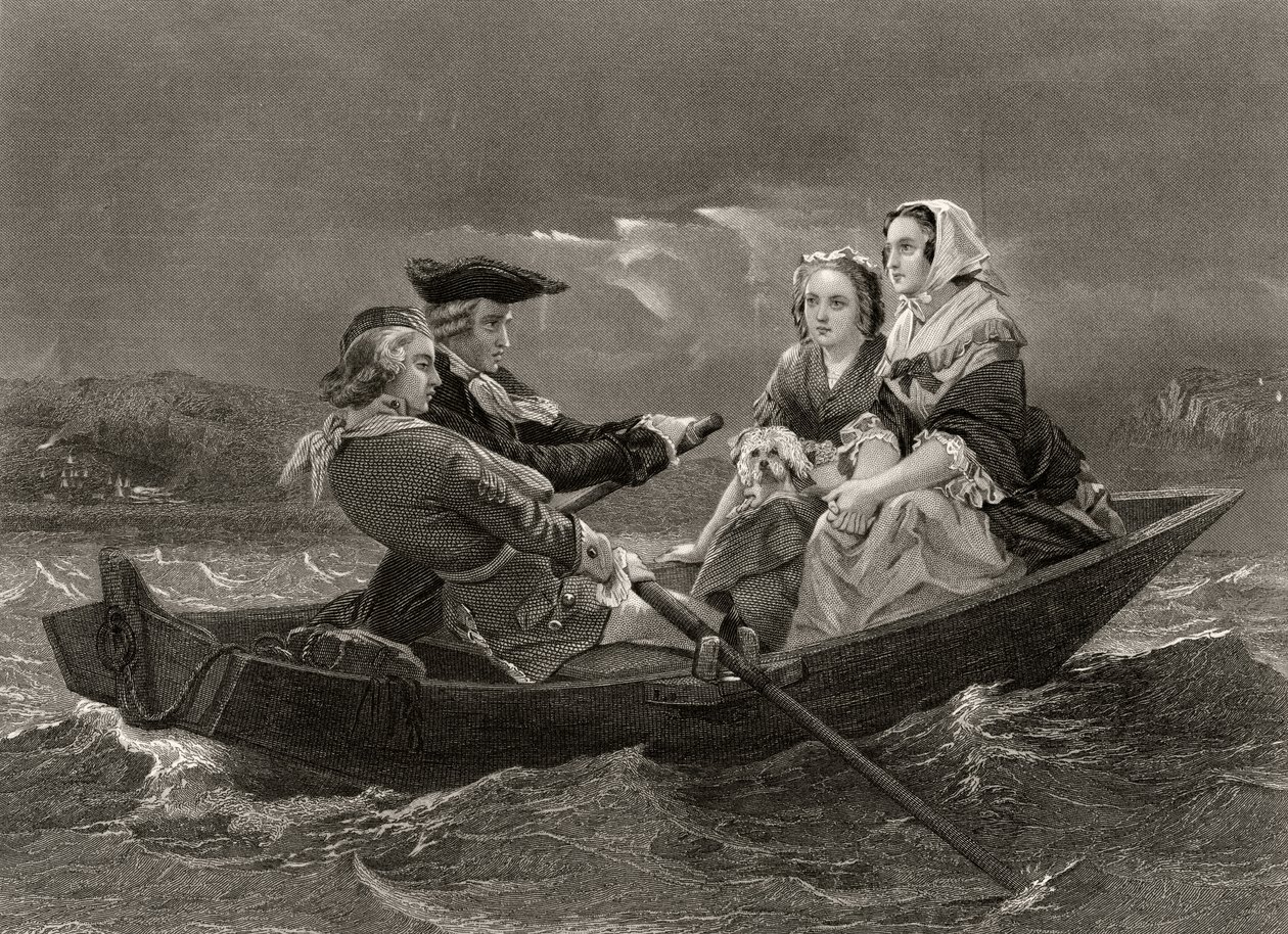 Lady Harriet Ackland op weg naar het kamp van generaal Gates, uit 