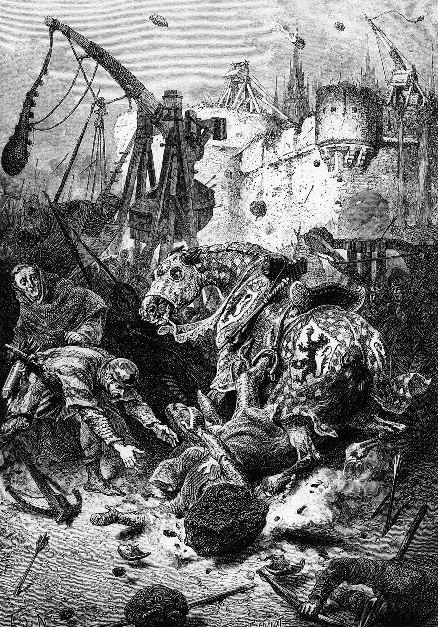 De dood van Simon de Montfort bij het beleg van Toulouse, 25 juni 1218, 1883 door Alphonse Marie de Neuville