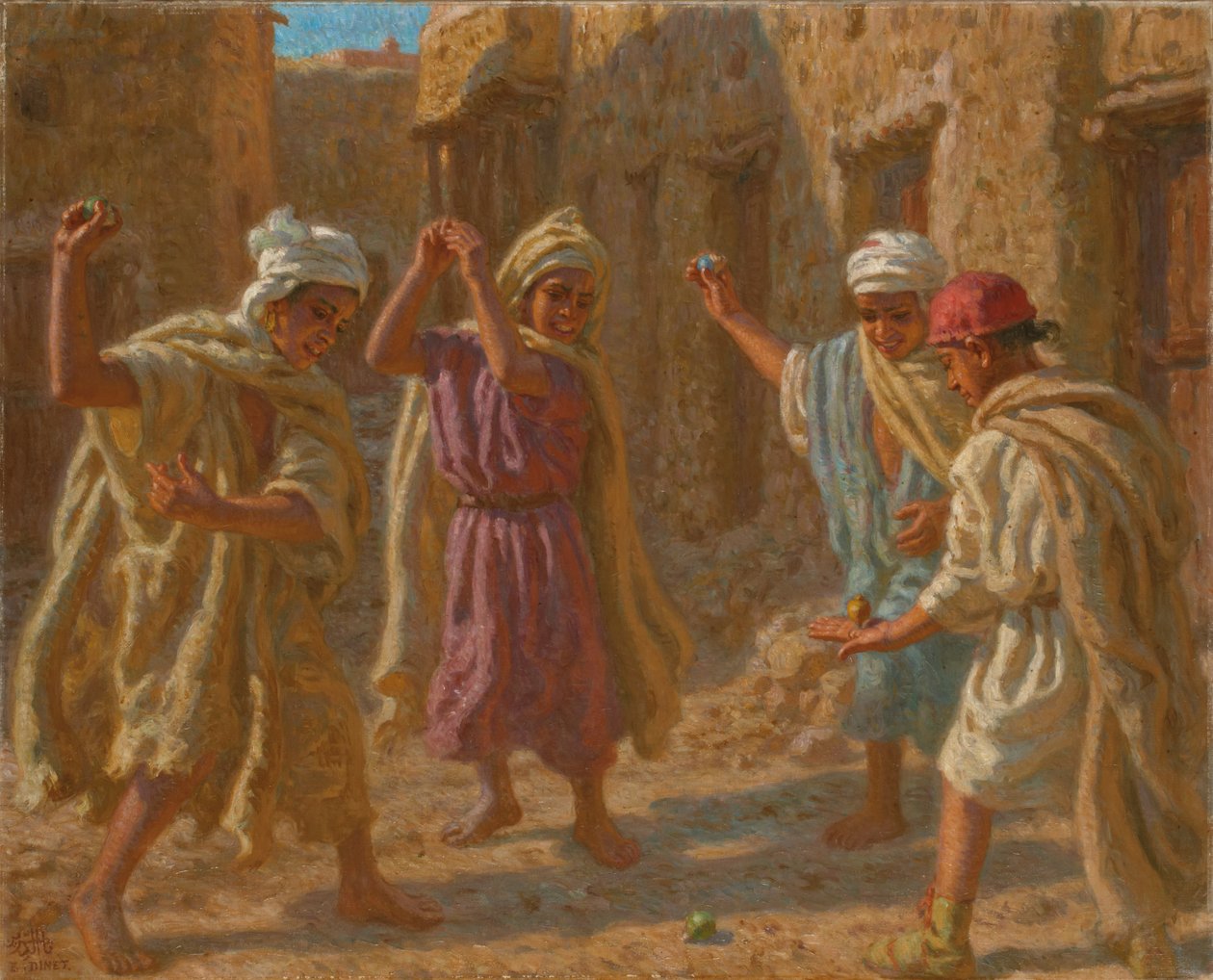 Spel van tollen (c.1924) door Alphonse Etienne Dinet