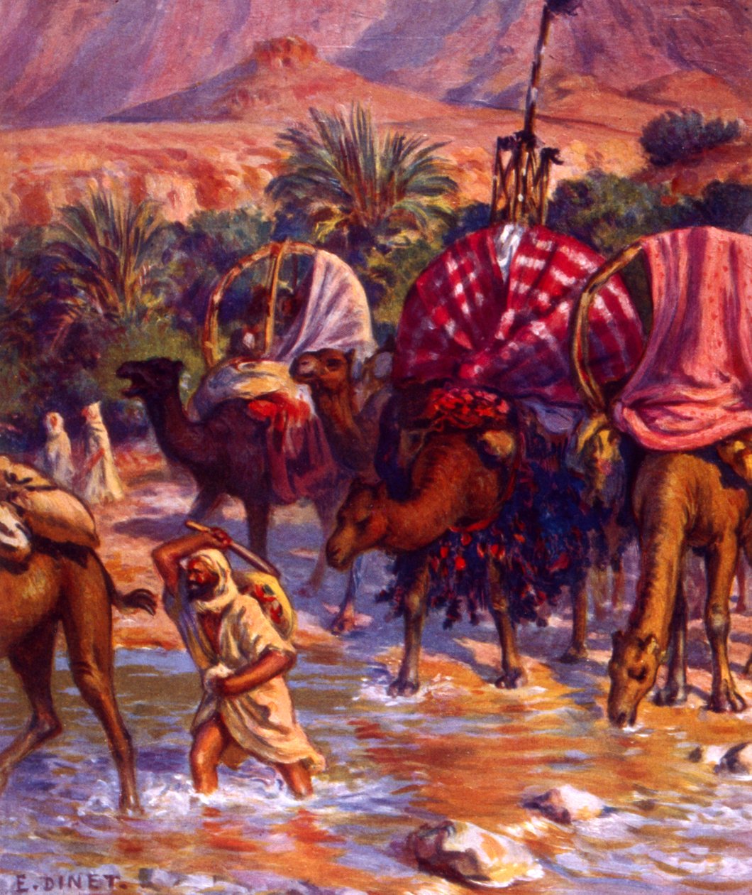 Groep Arabische nomaden in de woestijn door Alphonse Etienne Dinet