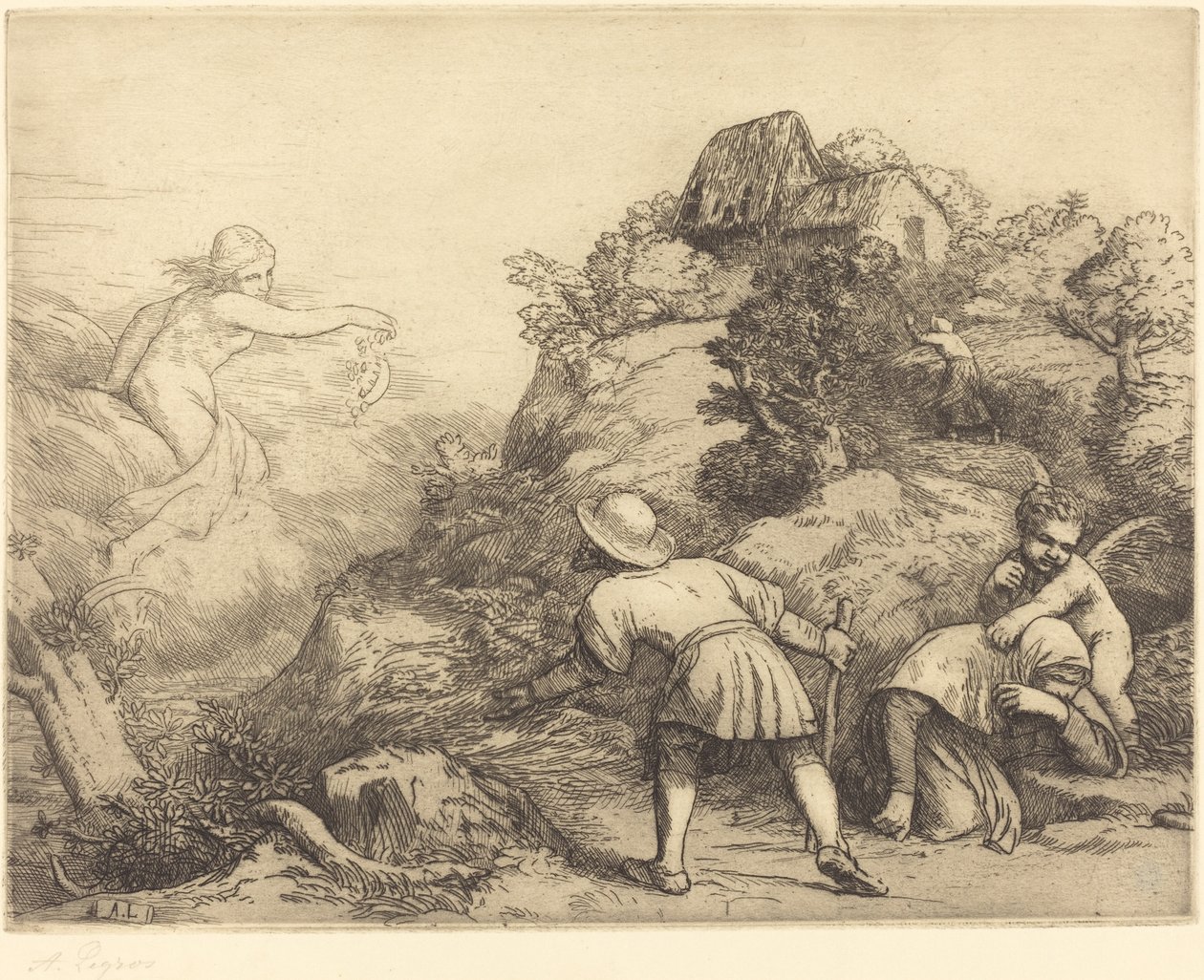Allegorie van de boer en het fortuin door Alphonse Legros