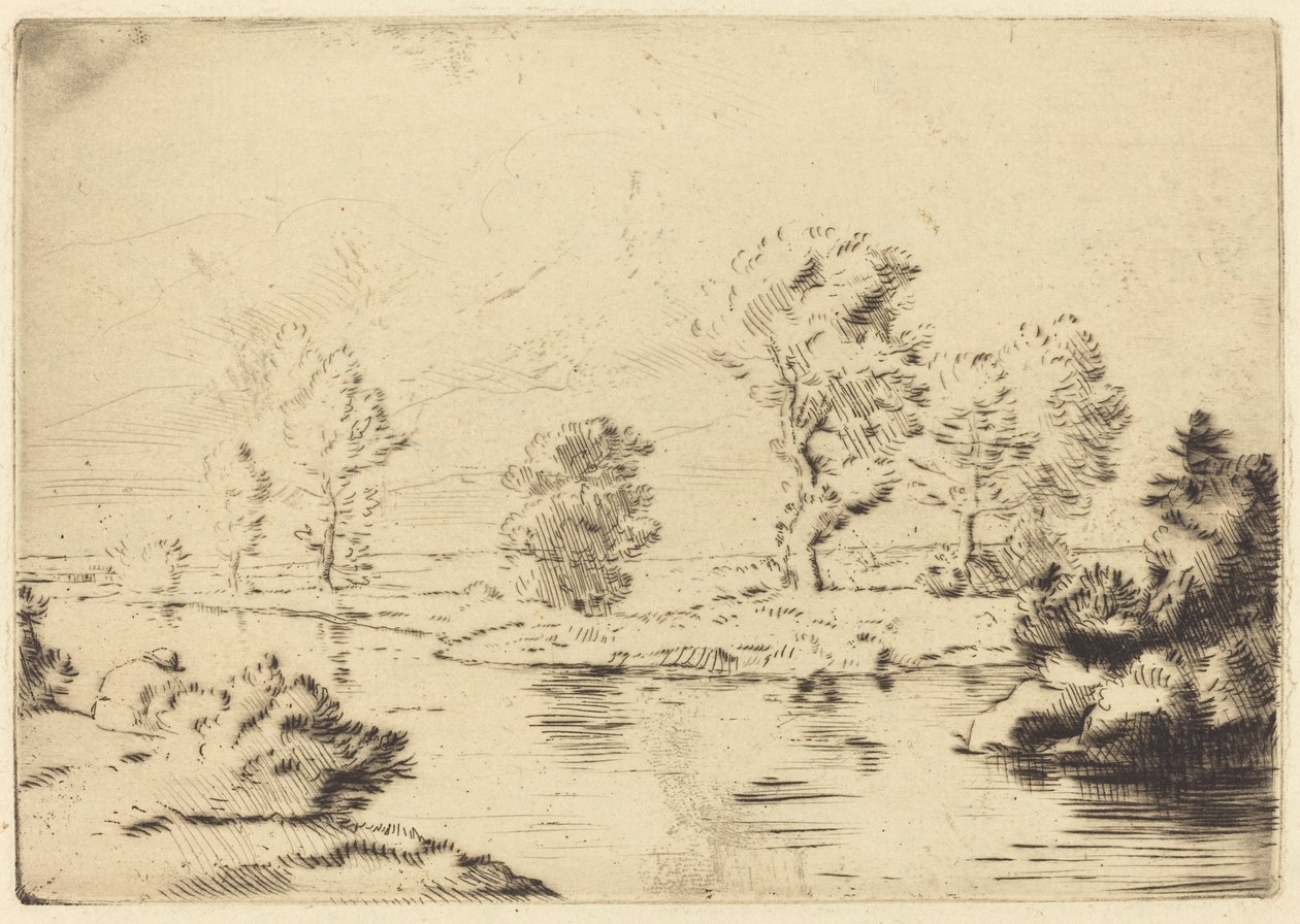 Oevers van de Marne door Alphonse Legros