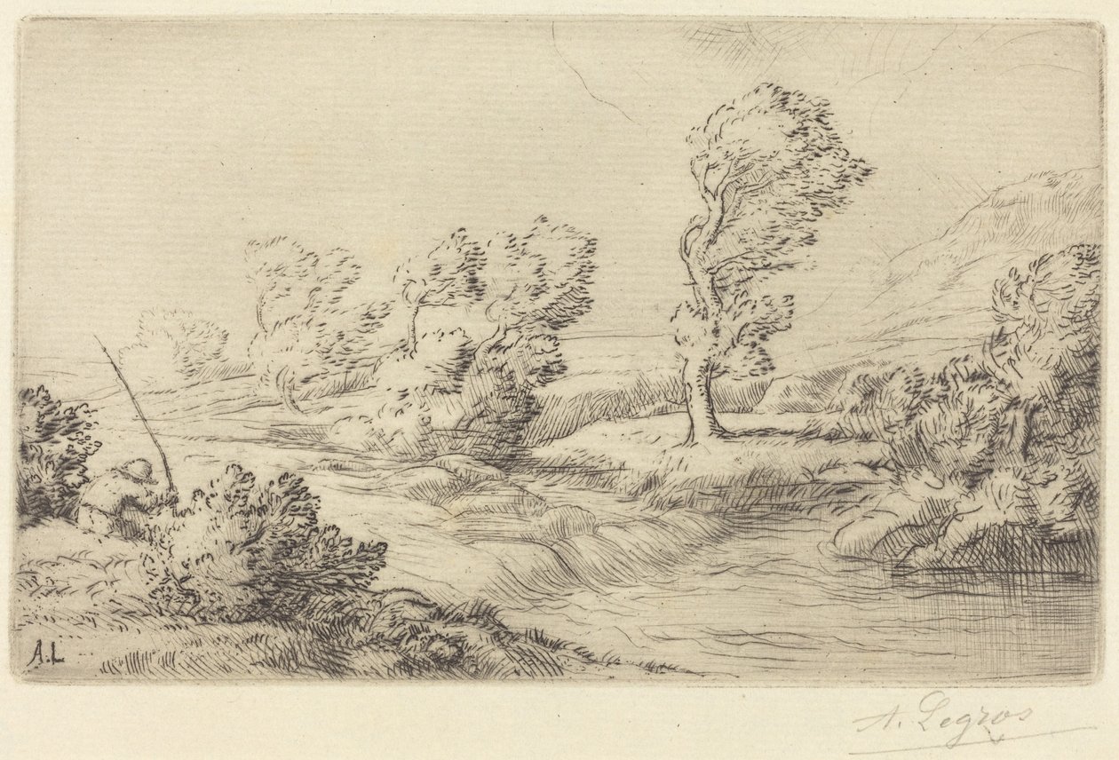 Oevers van de Marne door Alphonse Legros