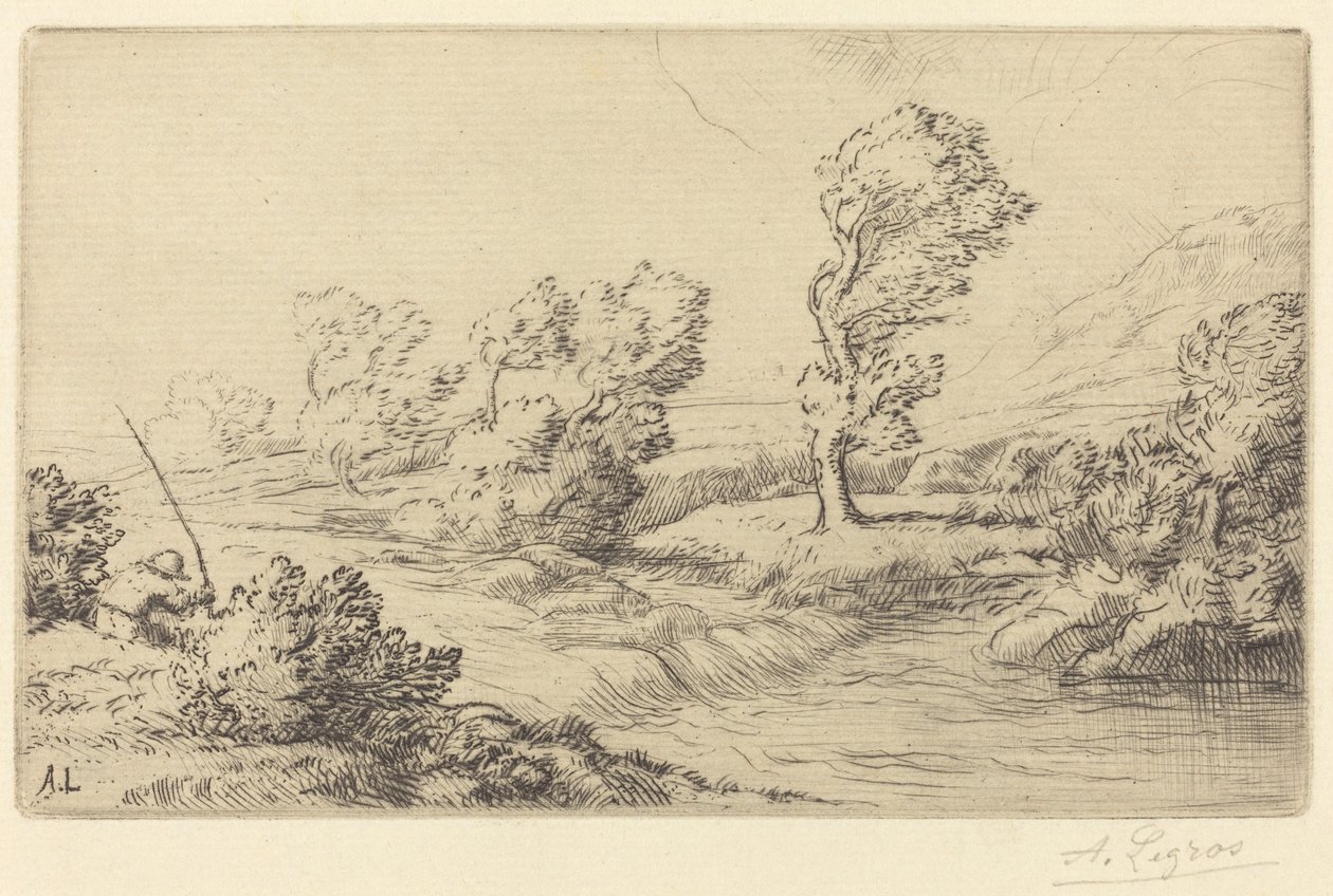Oevers van de Marne door Alphonse Legros