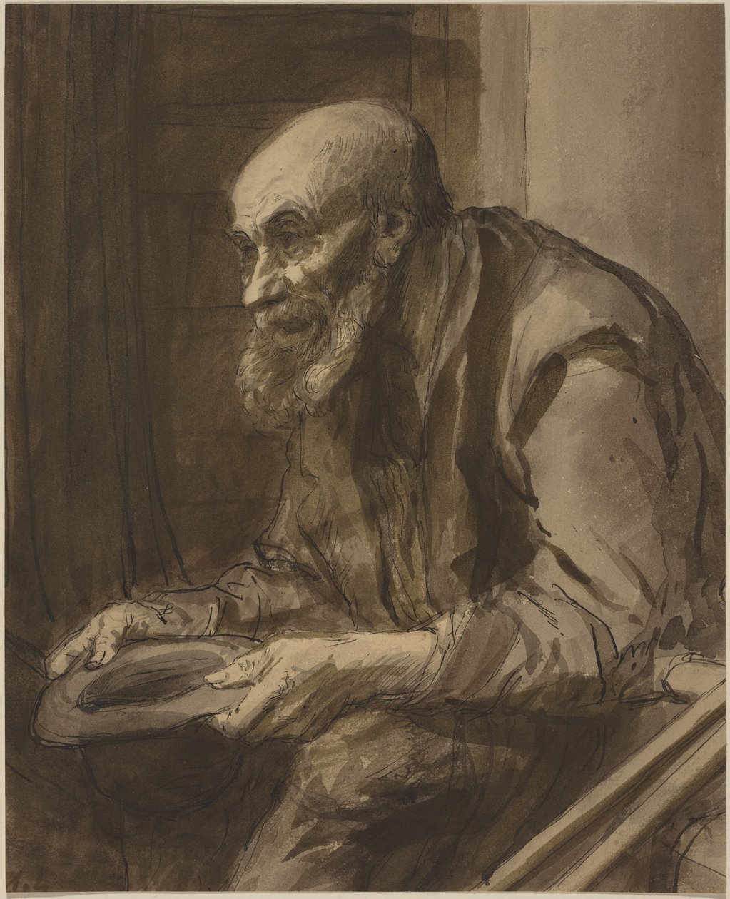 Bedelaar met krukken door Alphonse Legros